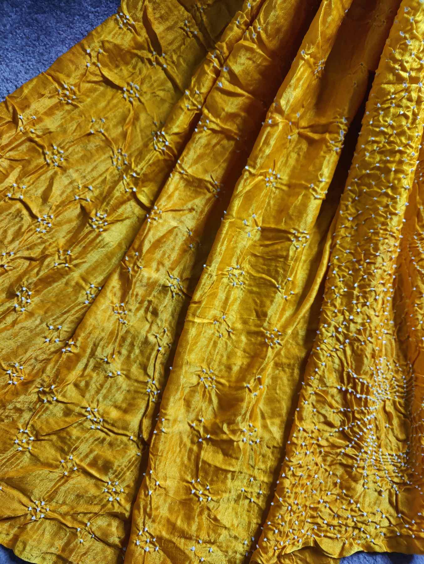 RED YELLOW GAJJI SILK PURE HANDLOOM BANDHEJ SAREE