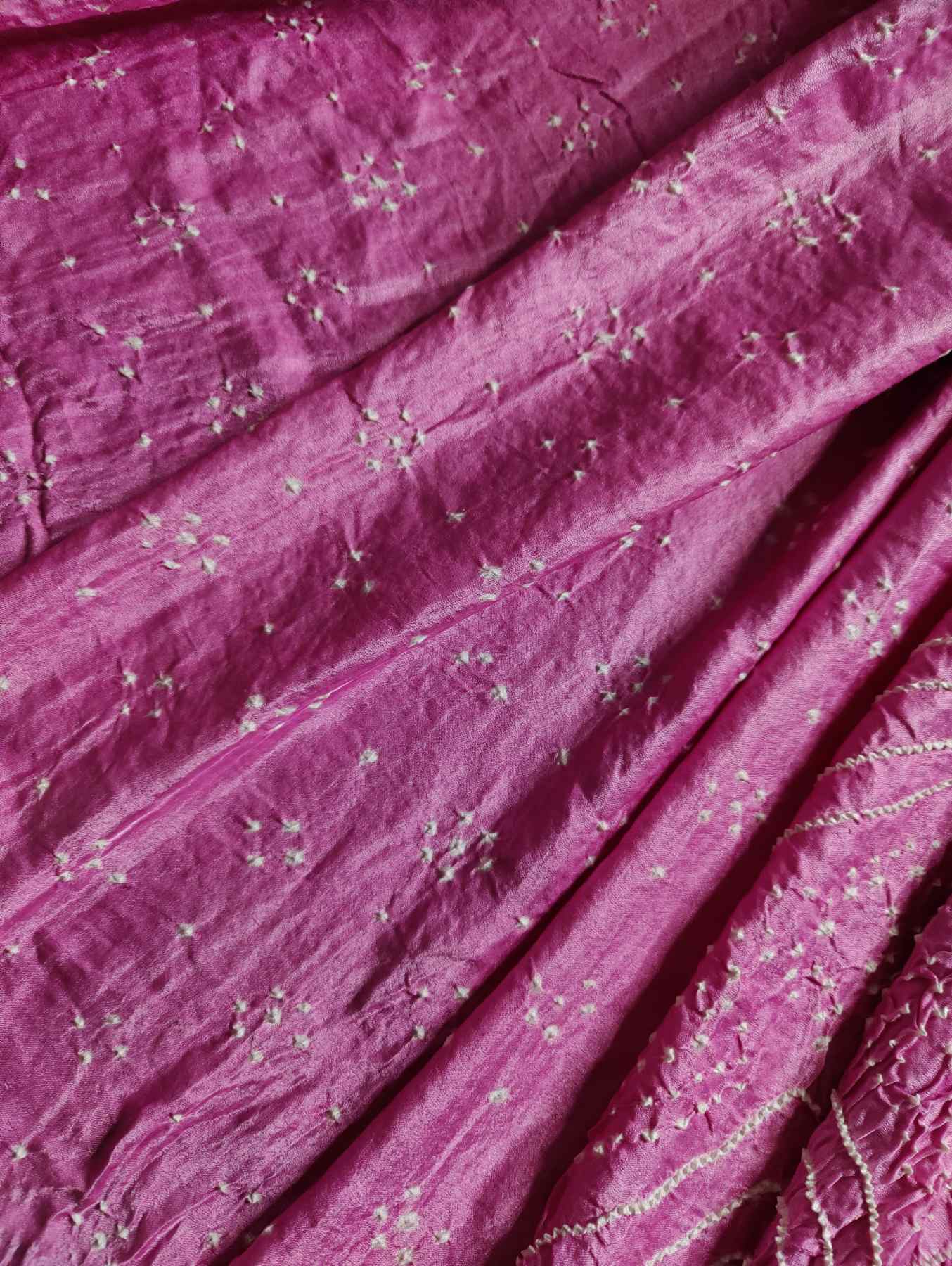 PURPLE PINK GAJJI SILK PURE HANDLOOM BANDHEJ SAREE