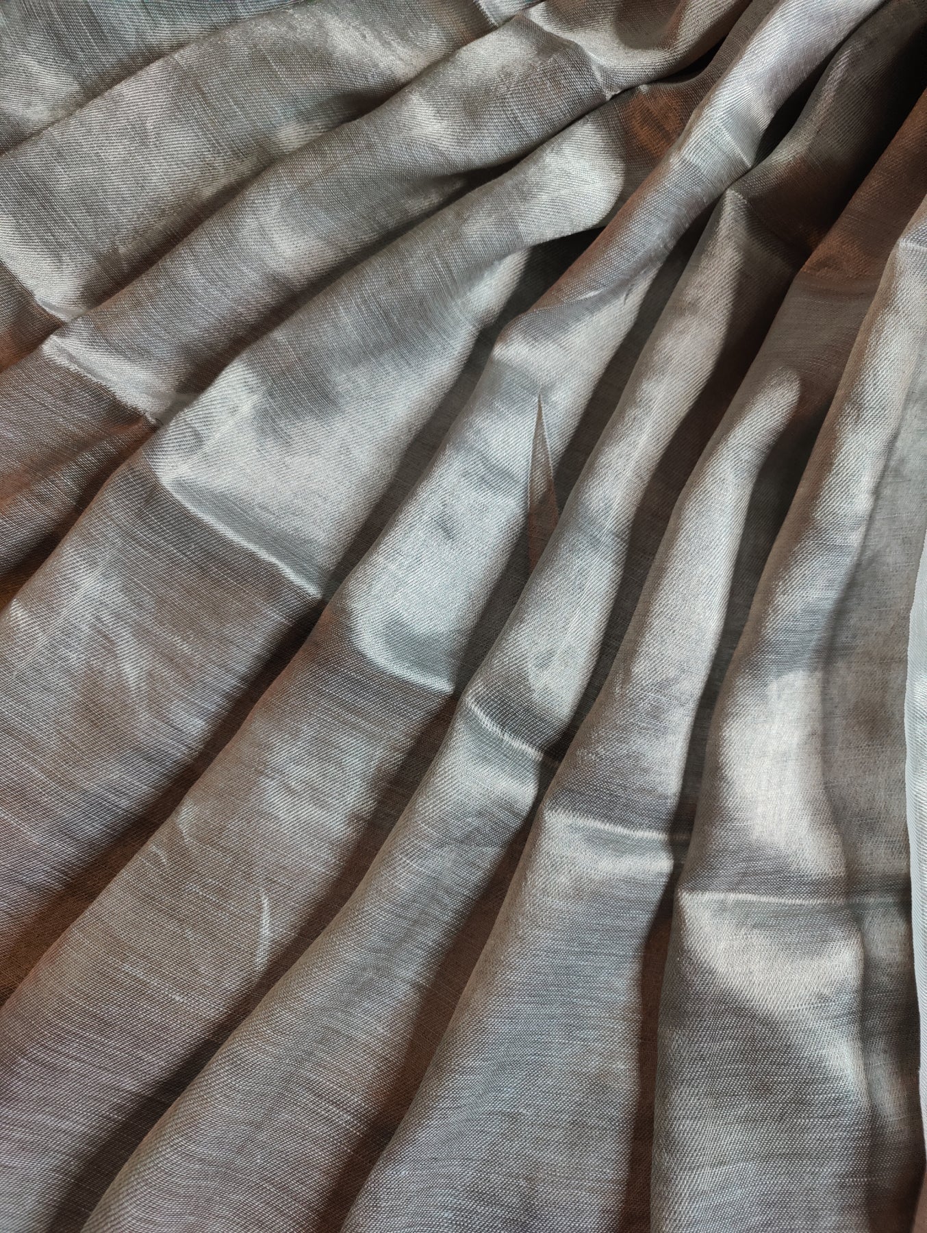 SILVER TWILL TISSUE PURE HANDLOOM METALLIC SAREE