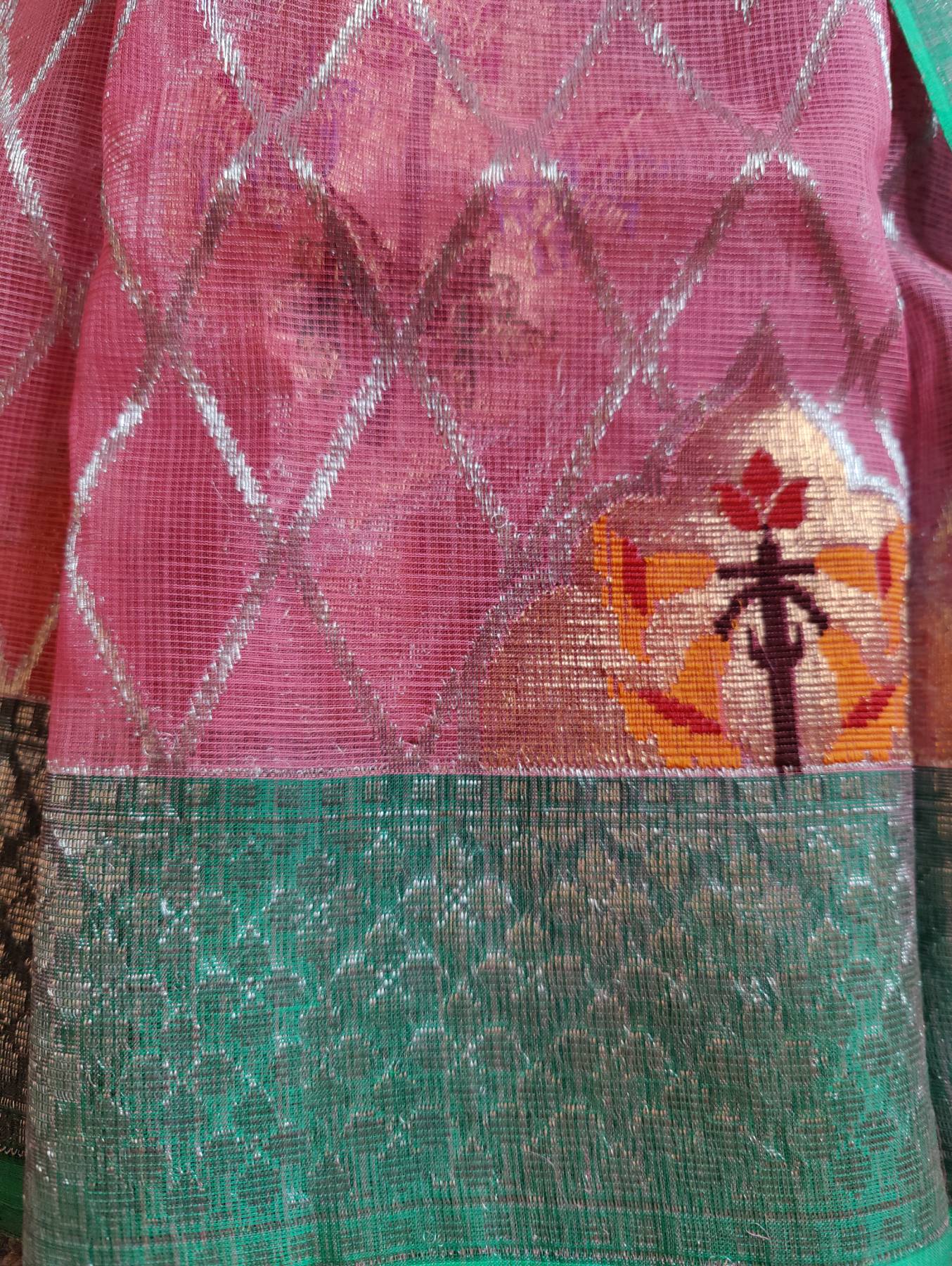 CORAL PINK PURE HANDLOOM REAL JARI KOTA DORIYA SAREE