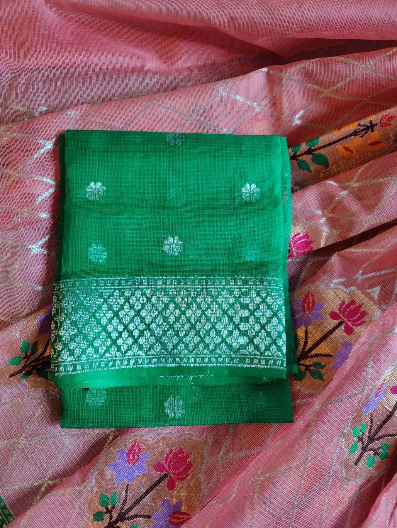 CORAL PINK PURE HANDLOOM REAL JARI KOTA DORIYA SAREE