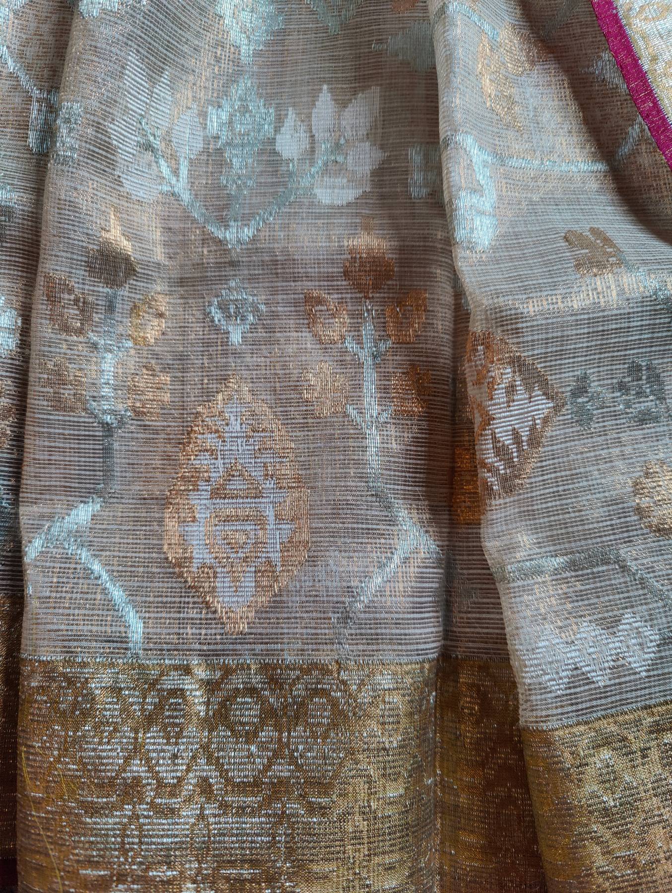 IVORY PURE HANDLOOM REAL JARI KOTA DORIYA SAREE