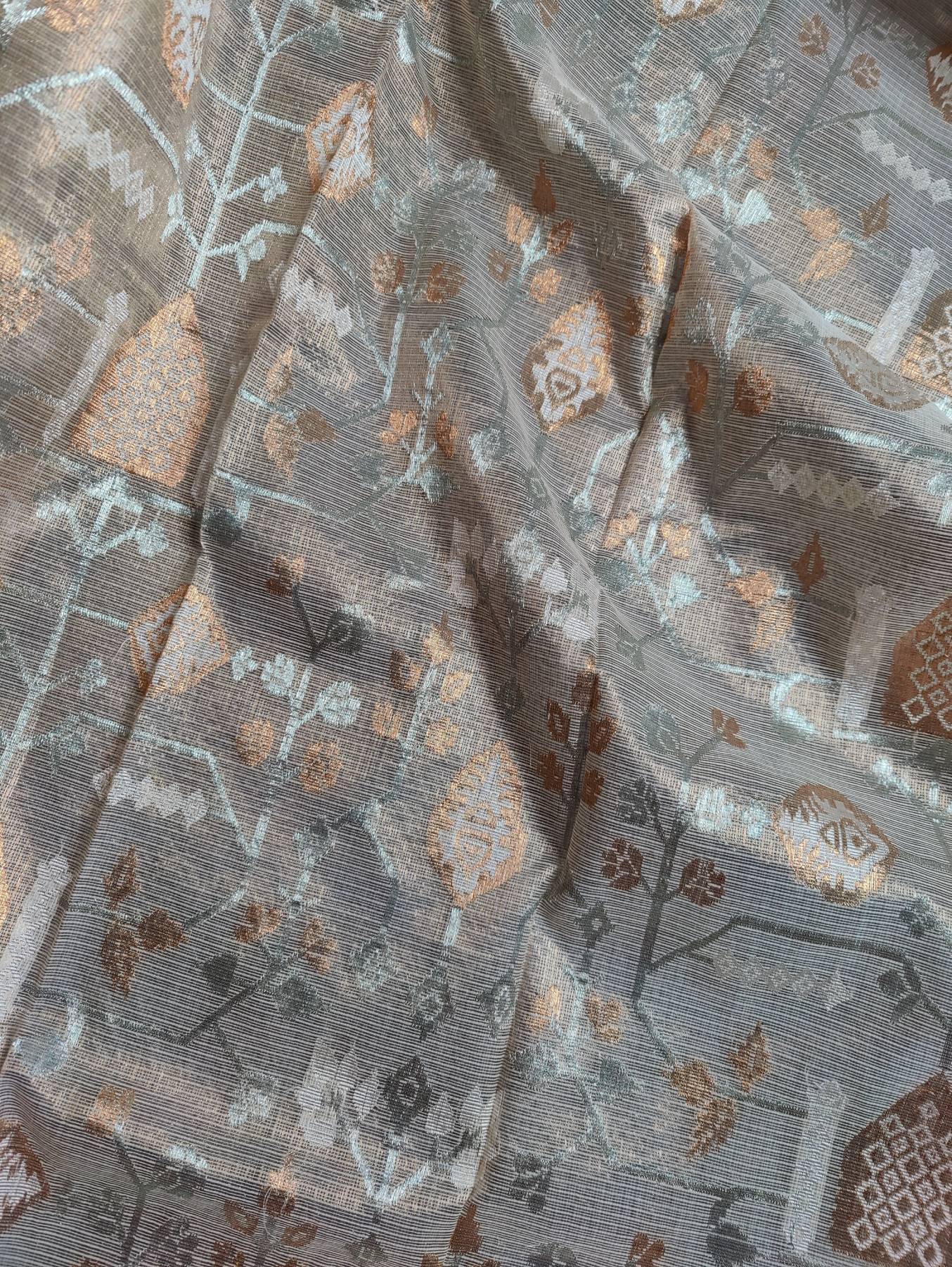 IVORY PURE HANDLOOM REAL JARI KOTA DORIYA SAREE