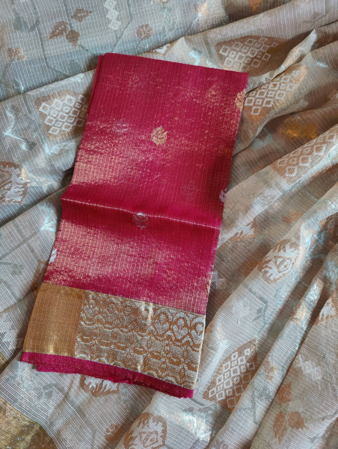 IVORY PURE HANDLOOM REAL JARI KOTA DORIYA SAREE