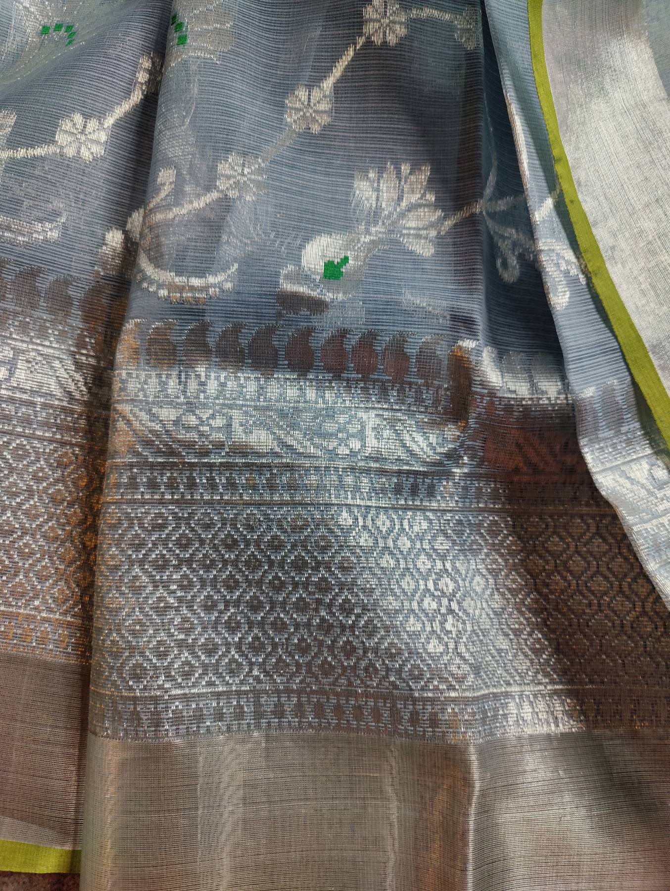 SLATE BLUE PURE HANDLOOM REAL JARI KOTA DORIYA SAREE
