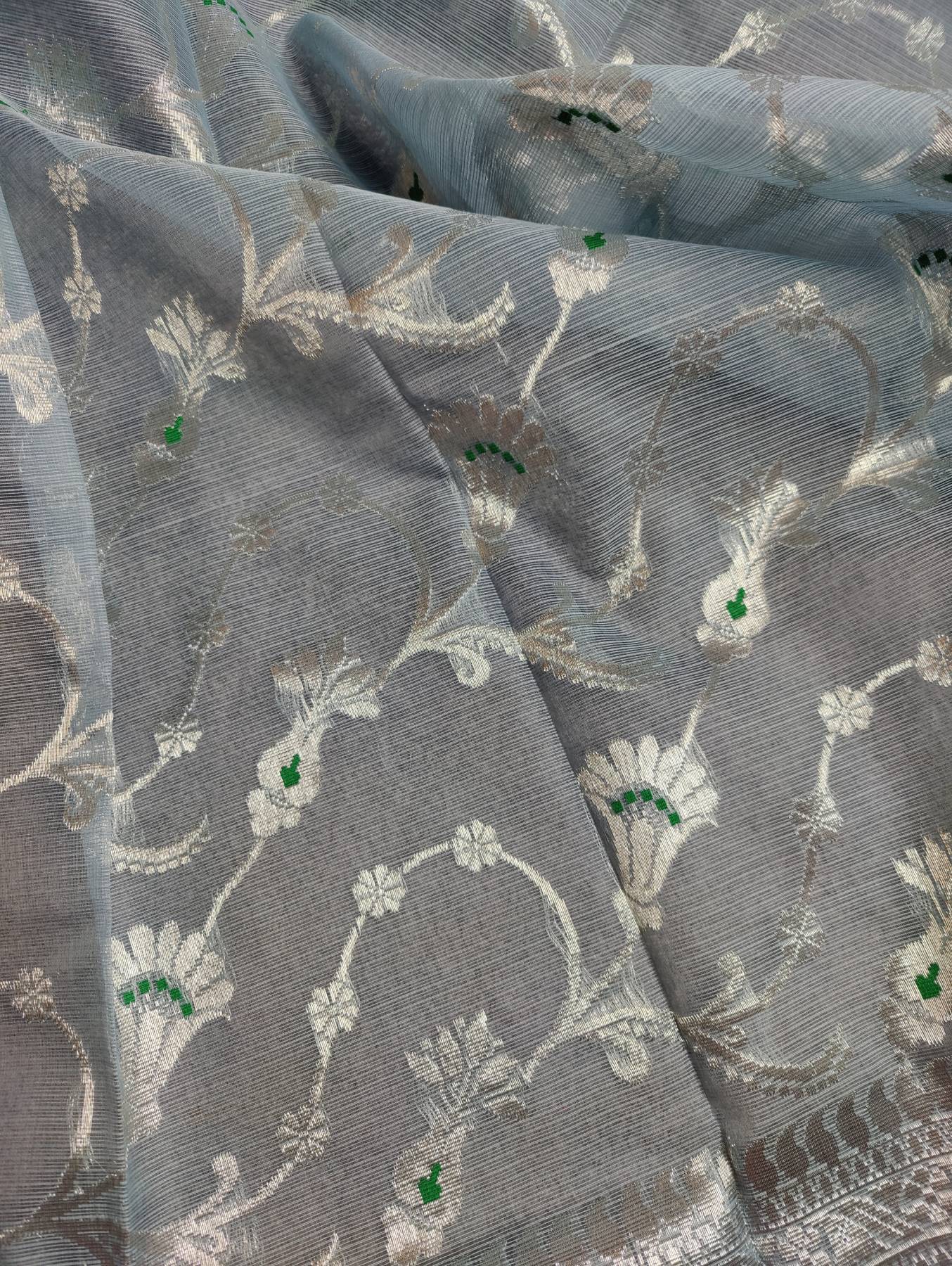 SLATE BLUE PURE HANDLOOM REAL JARI KOTA DORIYA SAREE