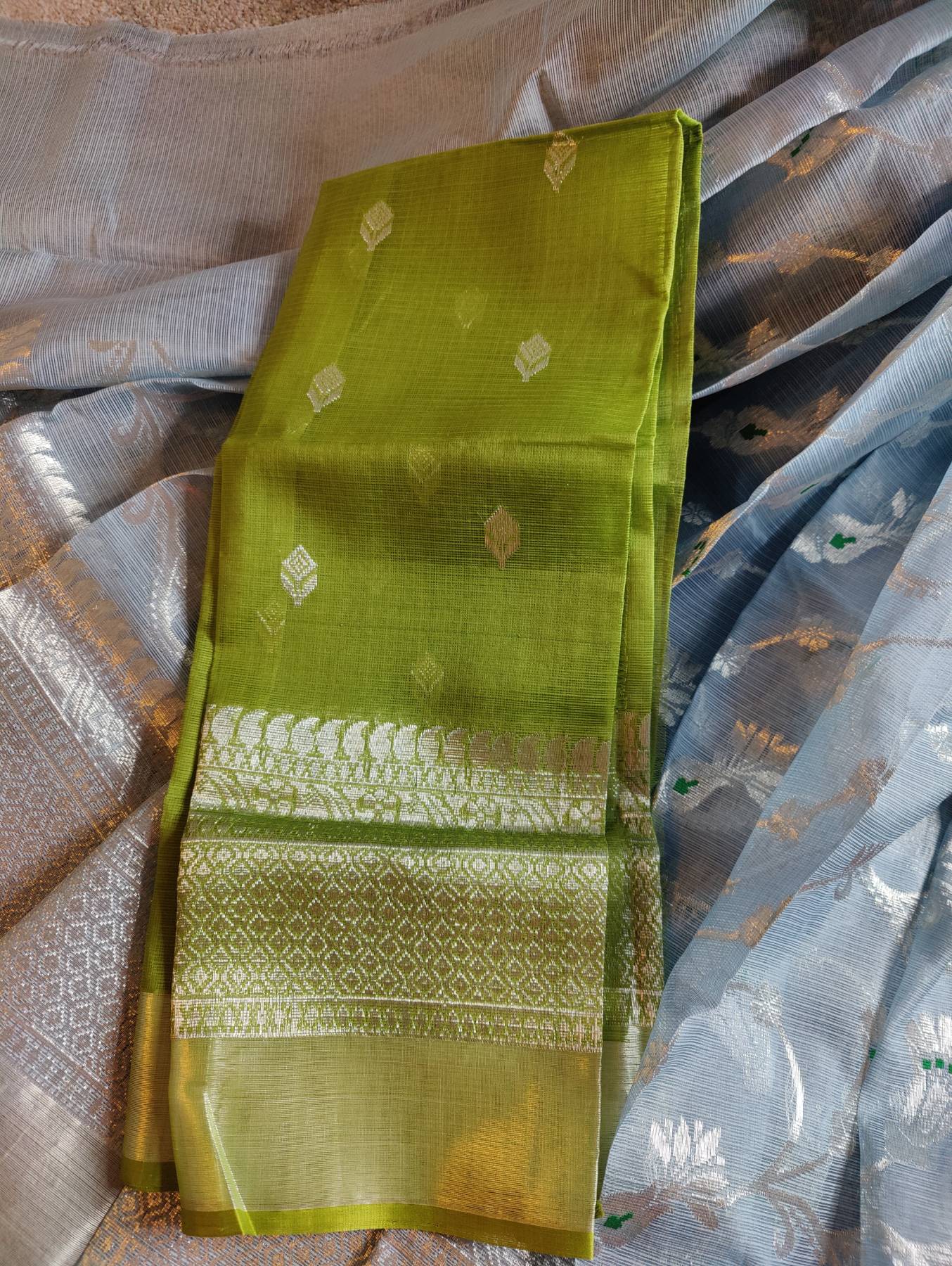 SLATE BLUE PURE HANDLOOM REAL JARI KOTA DORIYA SAREE