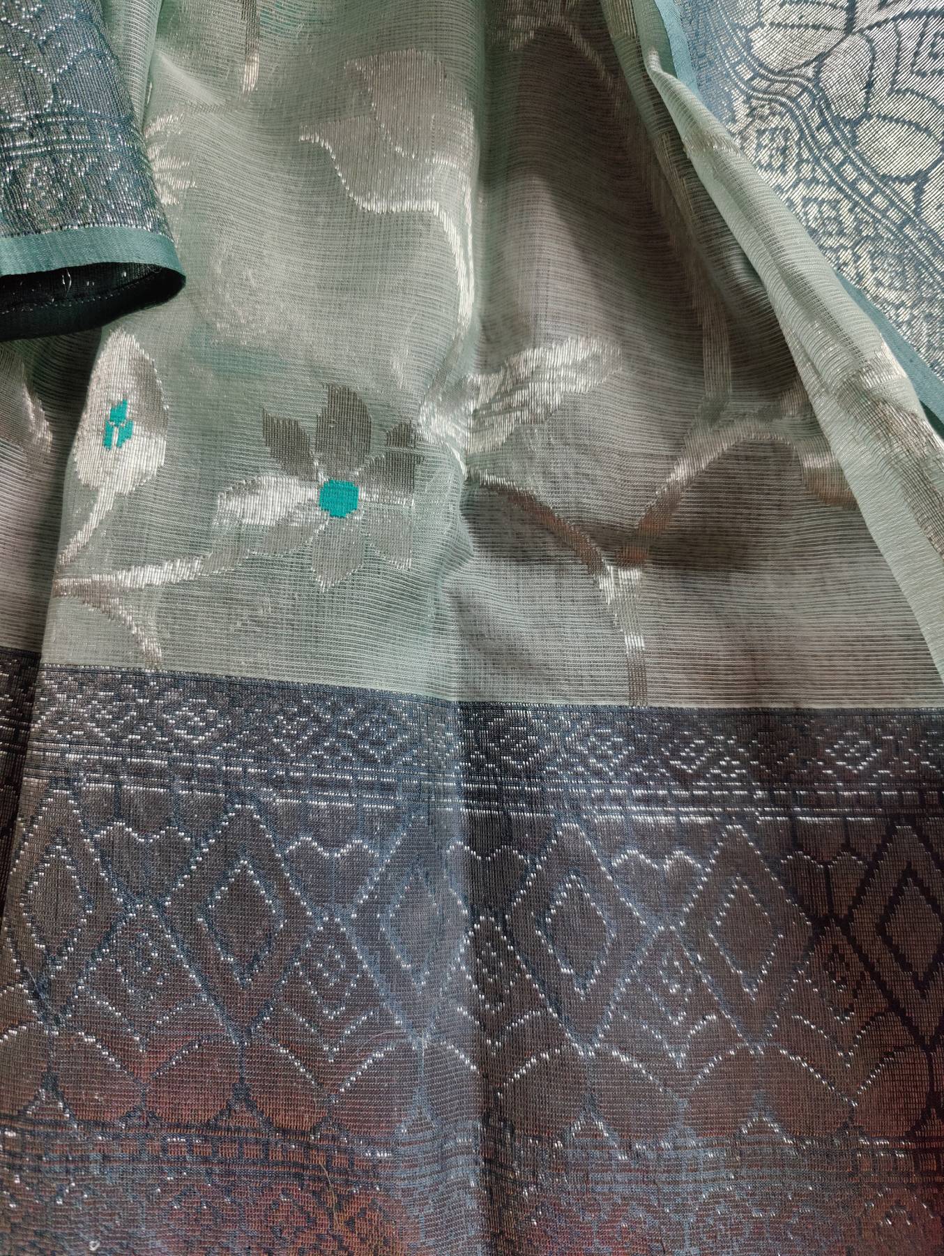 POWDER BLUE PURE HANDLOOM REAL JARI KOTA DORIYA SAREE