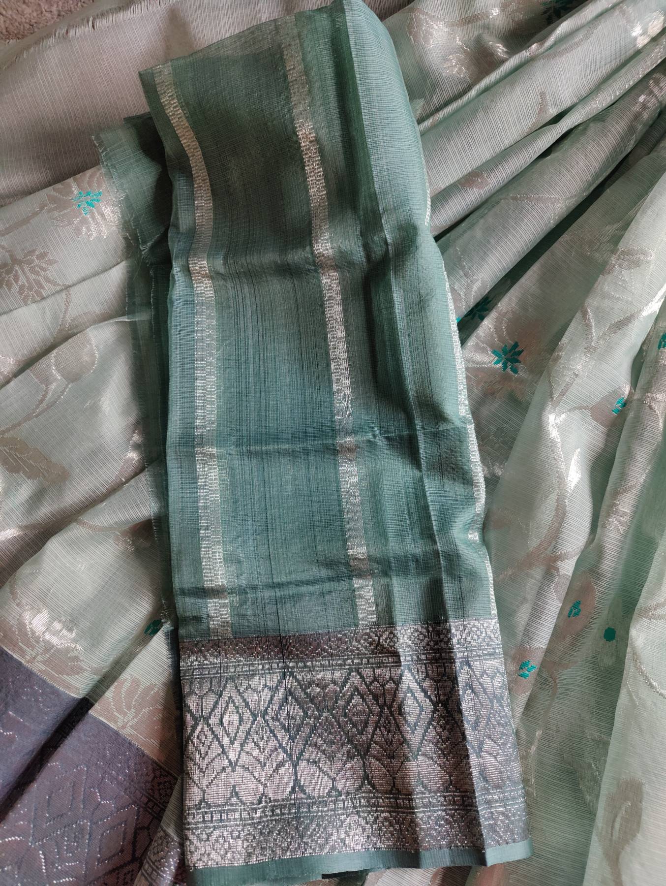 POWDER BLUE PURE HANDLOOM REAL JARI KOTA DORIYA SAREE