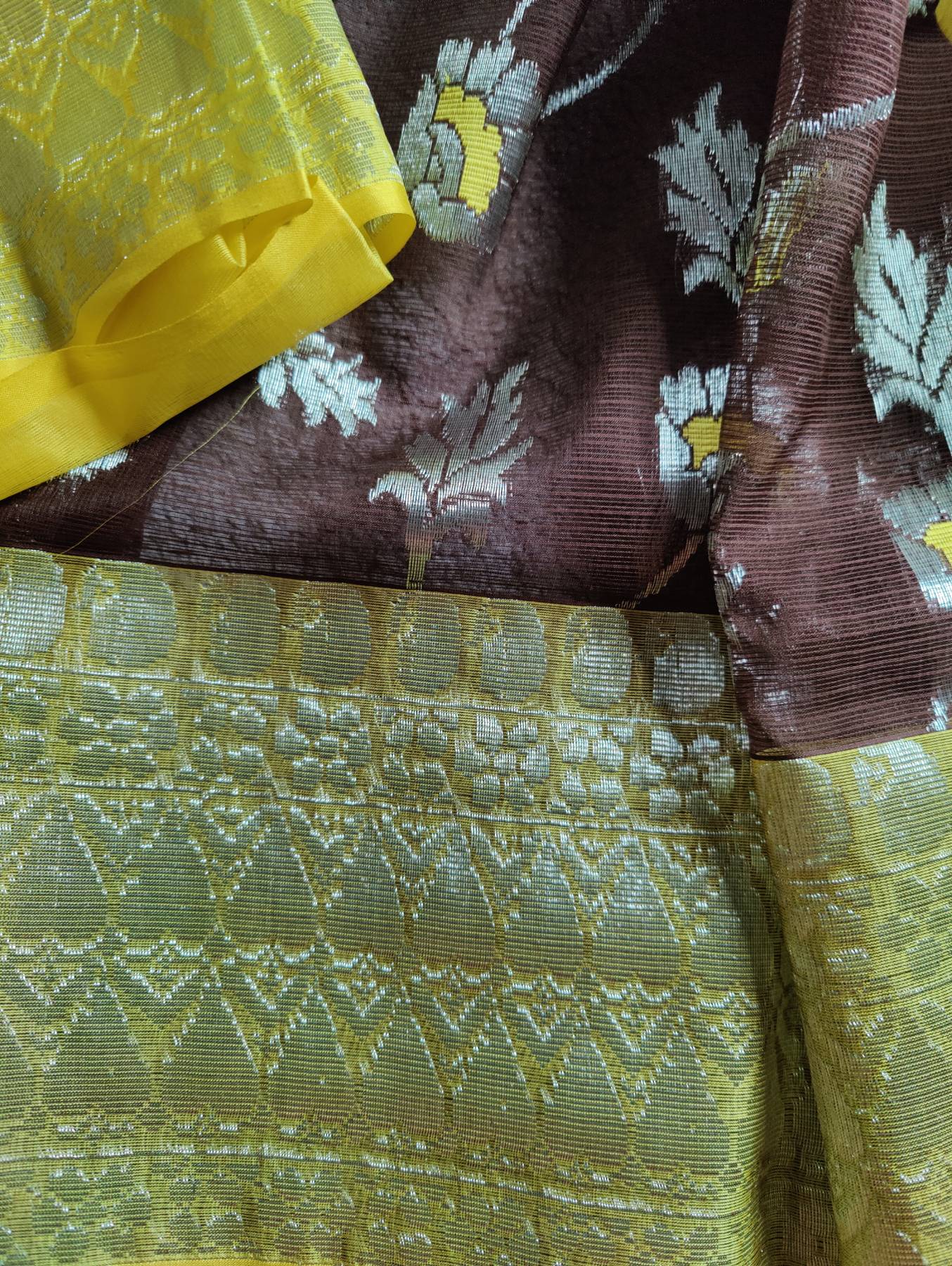 DARK BROWN PURE HANDLOOM REAL JARI KOTA DORIYA SAREE