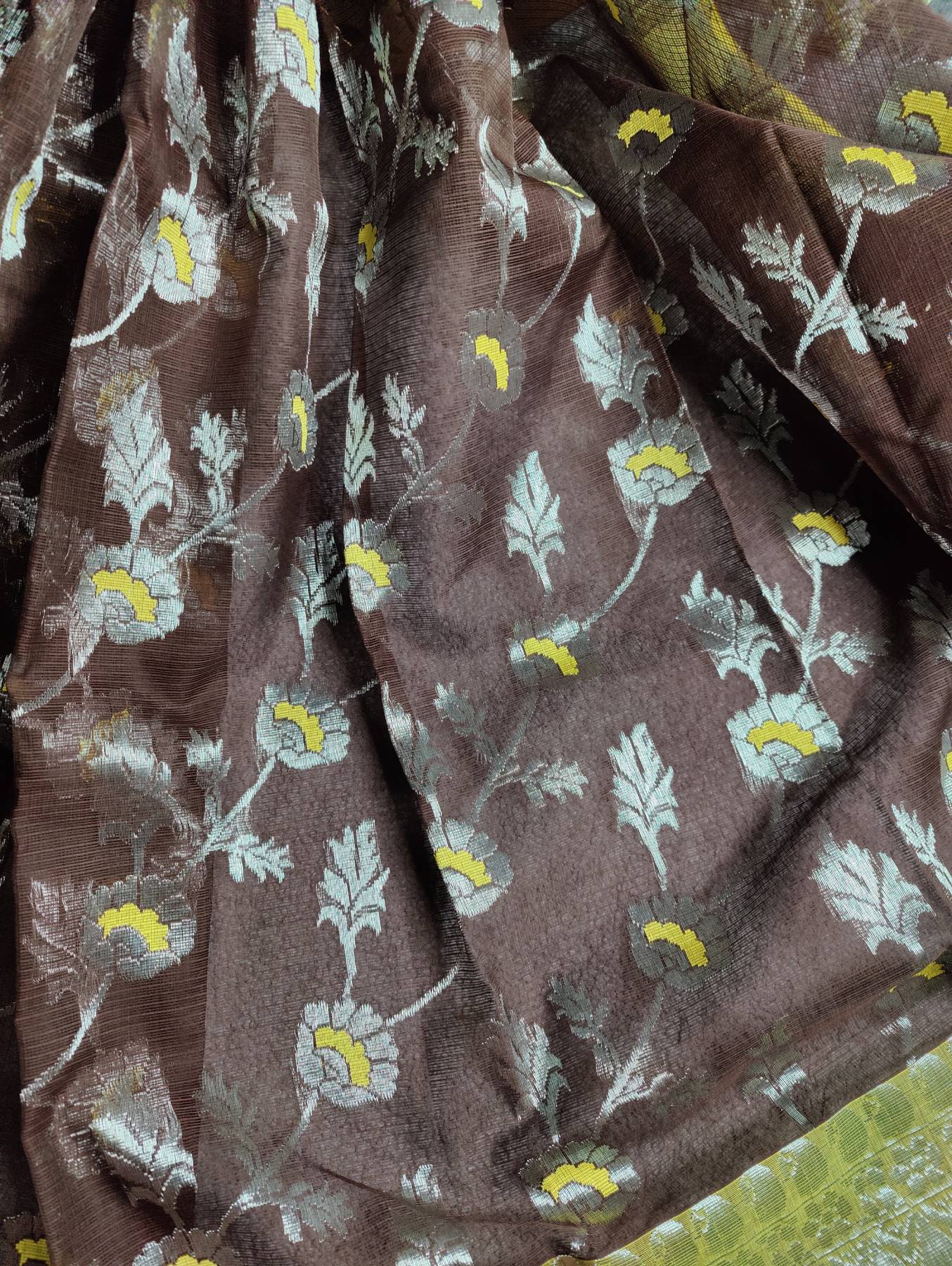 DARK BROWN PURE HANDLOOM REAL JARI KOTA DORIYA SAREE