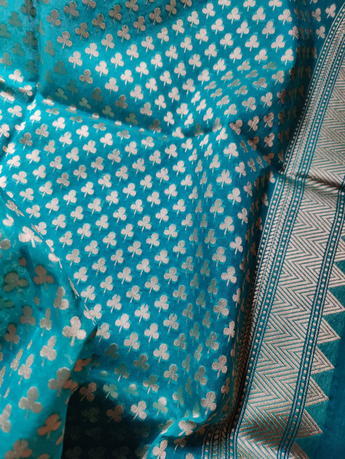 BLUE KORA PURE HANDLOOM BANARASI SAREE