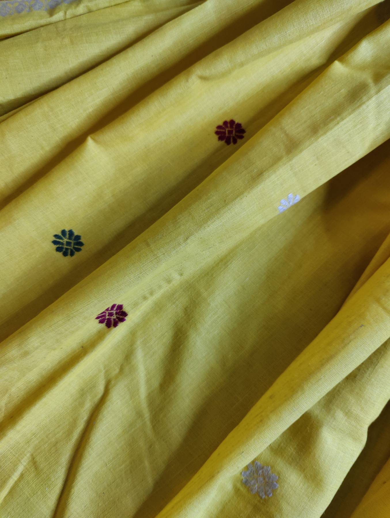 YELLOW COTTON ERI SILK PURE HANDLOOM ASSAMES SAREE