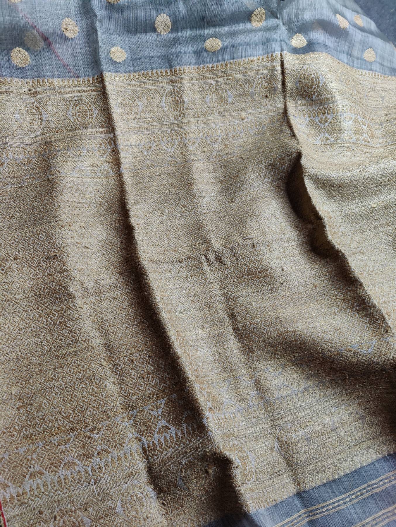 GREY KESA PAT BY KESA PAT PURE HANDLOOM ASSAMESE SAREE