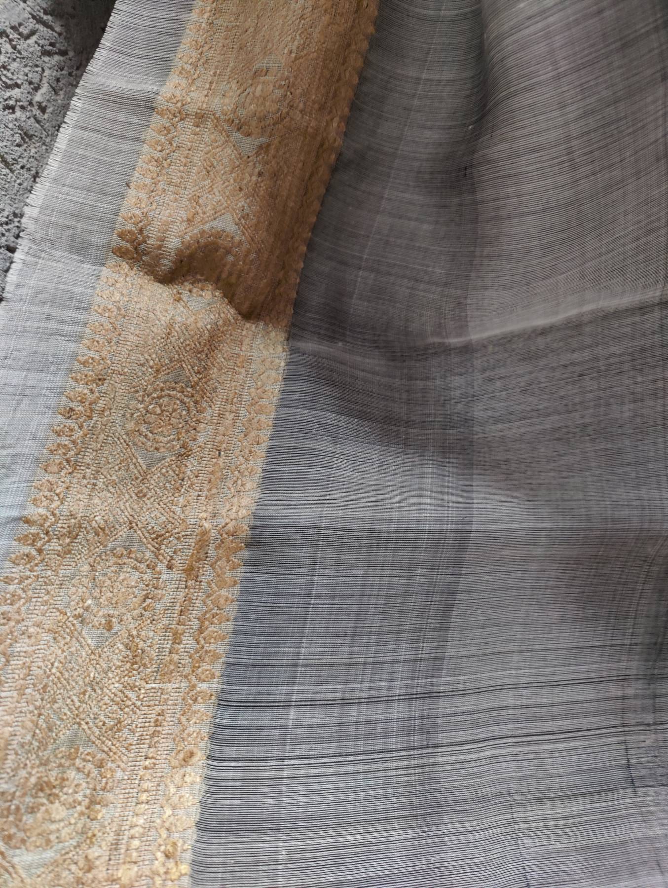 GREY KESA PAT BY KESA PAT PURE HANDLOOM ASSAMESE SAREE