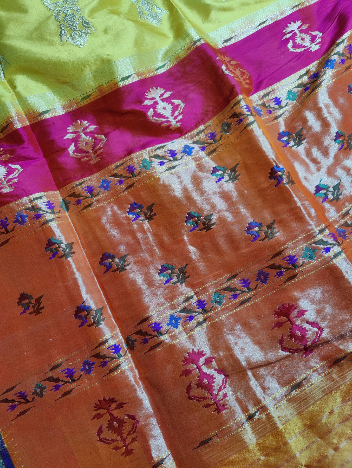 YELLOW SILK PURE HANDLOOM PAITHANI SAREE