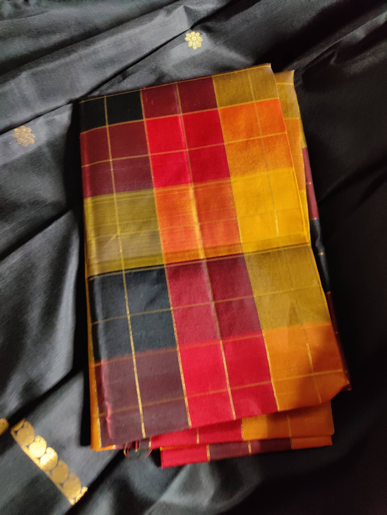 BLACK SILK PURE HANDLOOM KANJIVARAM SAREE