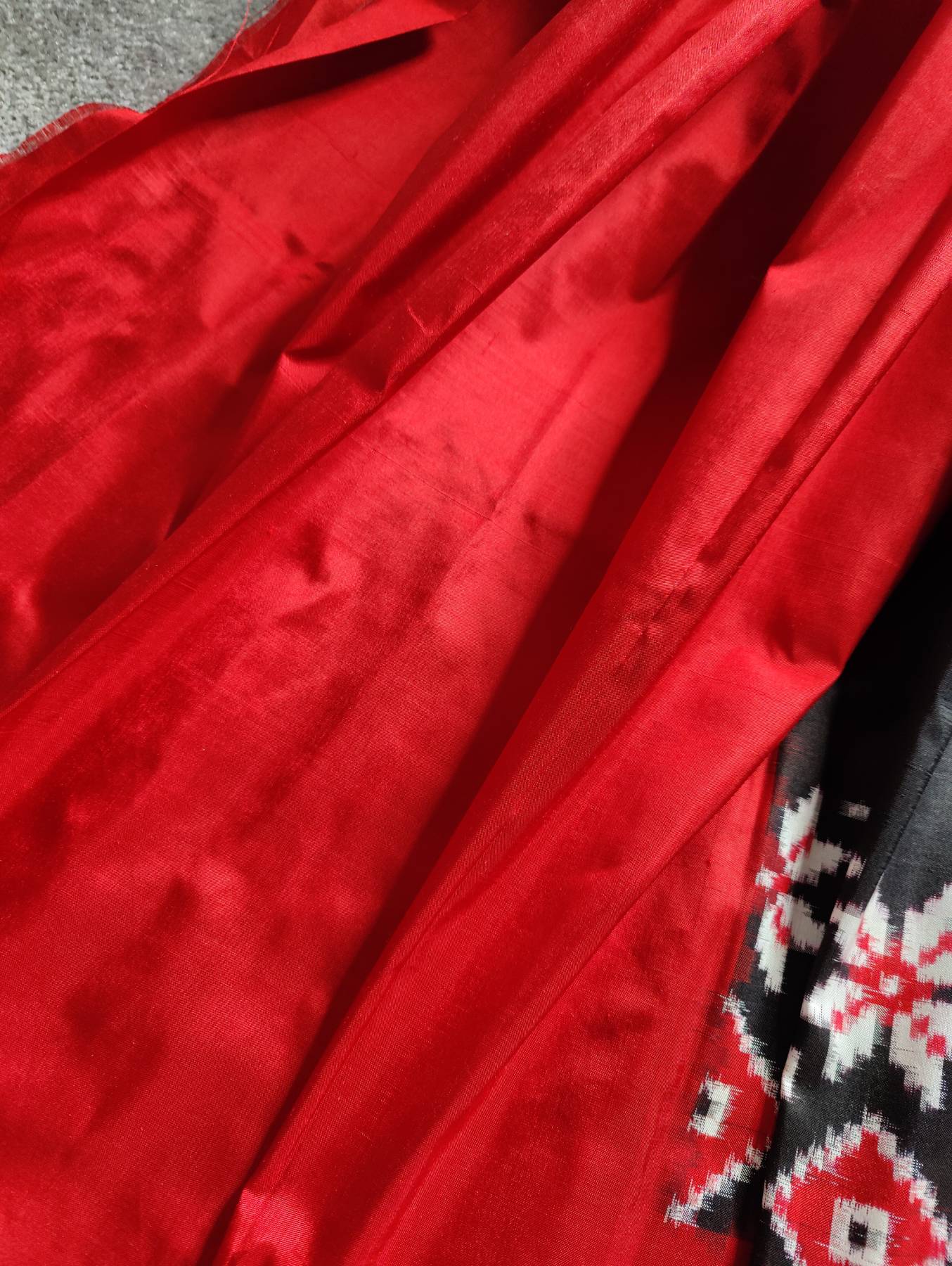 BLACK SILK PURE HANDLOOM TELIA RUMAL DOUBLE IKKAT SAREE