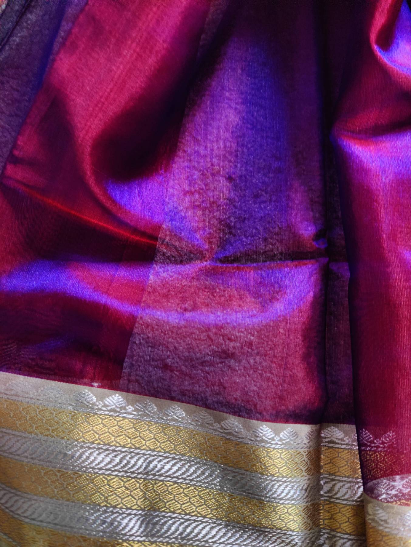 TWO TONE PURPLE SILK PURE HANDLOOM CHANDERI SAREE