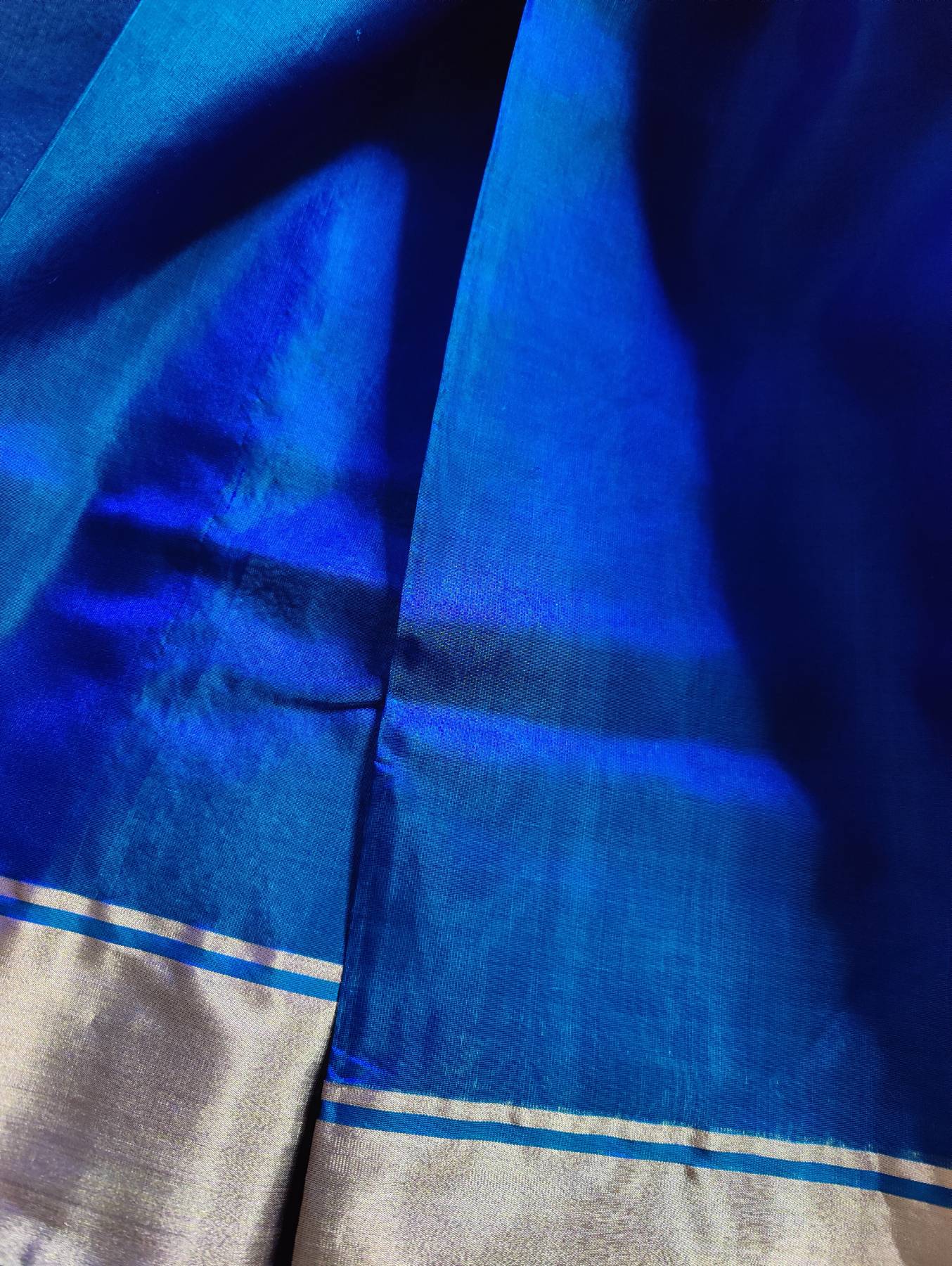 PEACOCK BLUE SILK PURE HANDLOOM CHANDERI SAREE