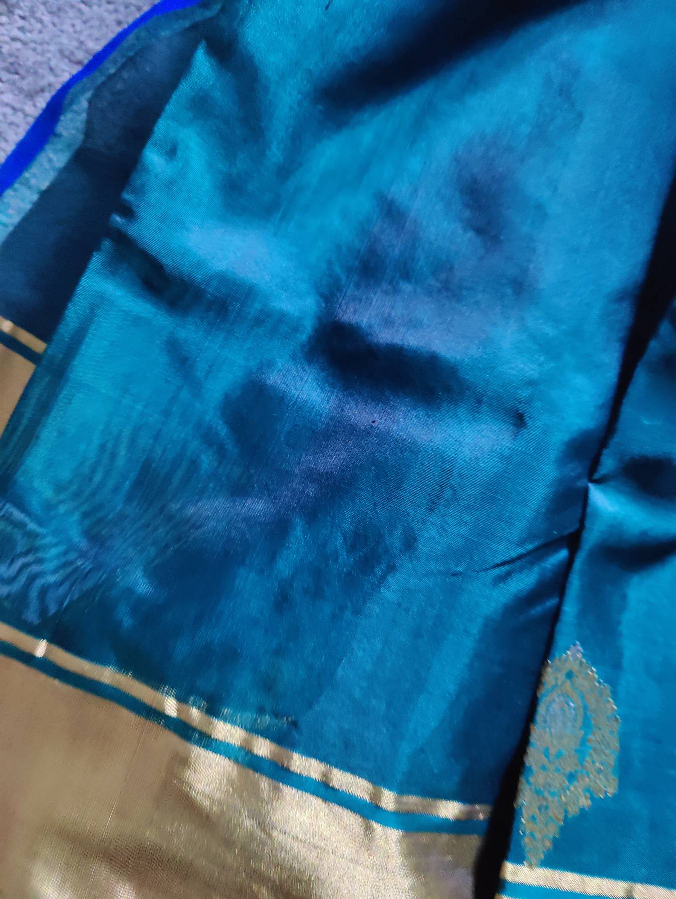 TEAL BLUE SILK PURE HANDLOOM CHANDERI SAREE