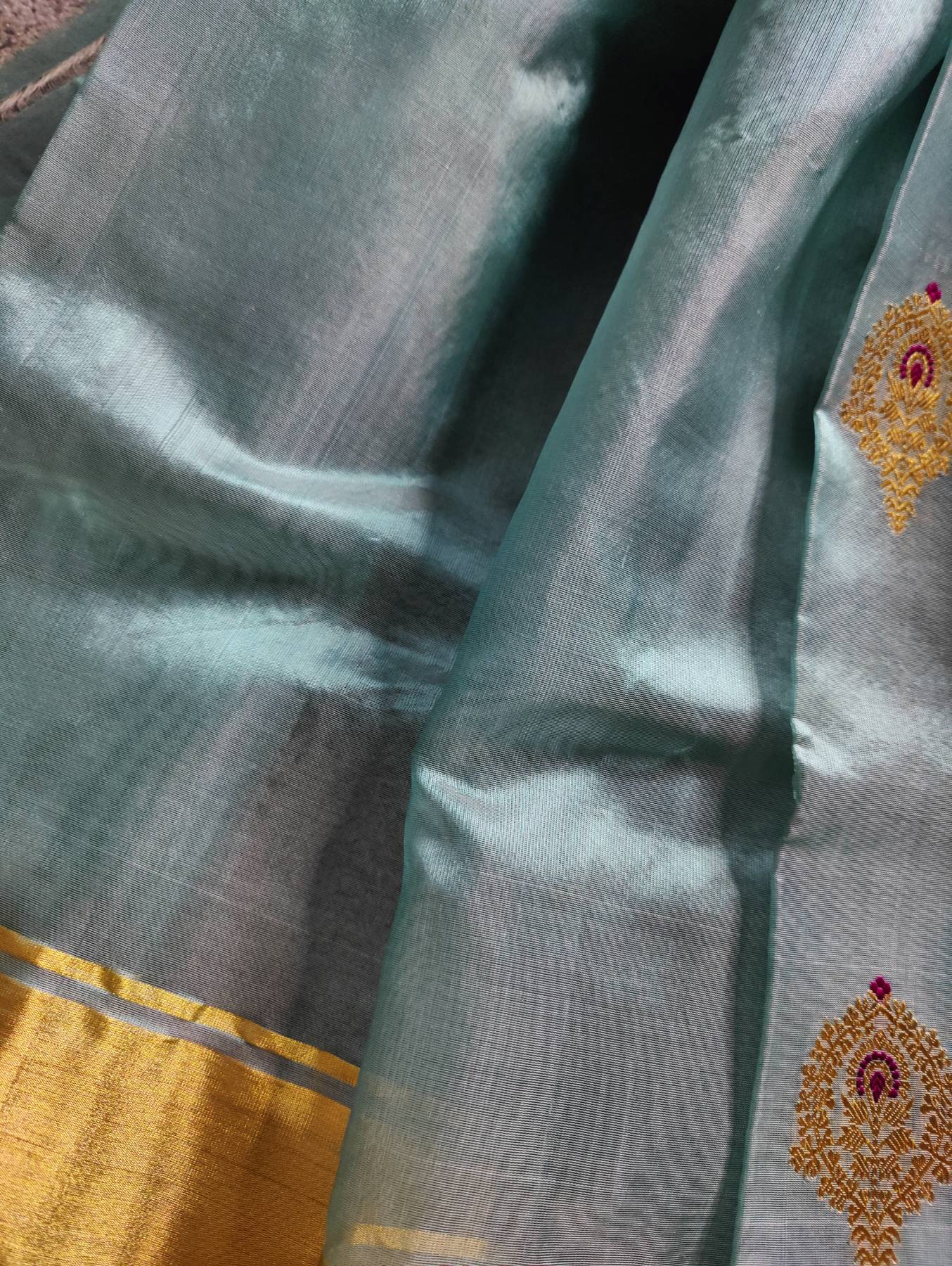 SKY BLUE SILK PURE HANDLOOM CHANDERI SAREE