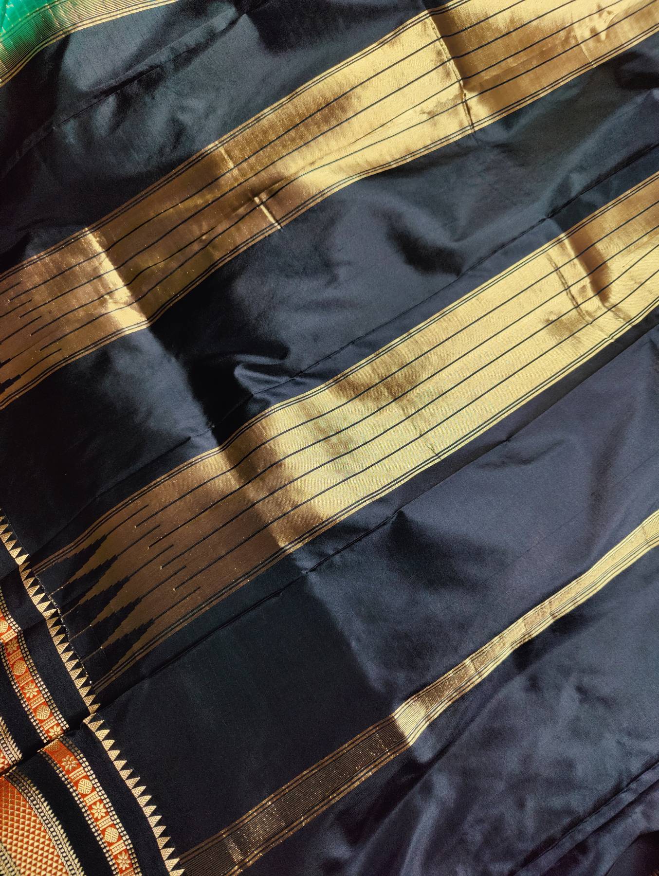 PINE GREEN SILK PURE HANDLOOM IRKAL SAREE