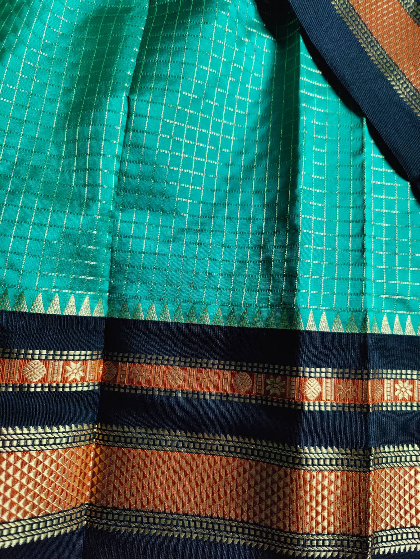 PINE GREEN SILK PURE HANDLOOM IRKAL SAREE