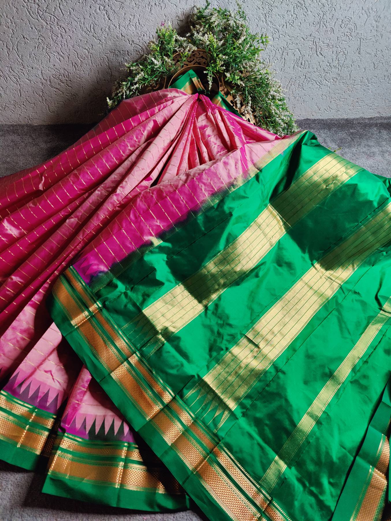 CANDY PINK SILK PURE HANDLOOM IRKAL SAREE