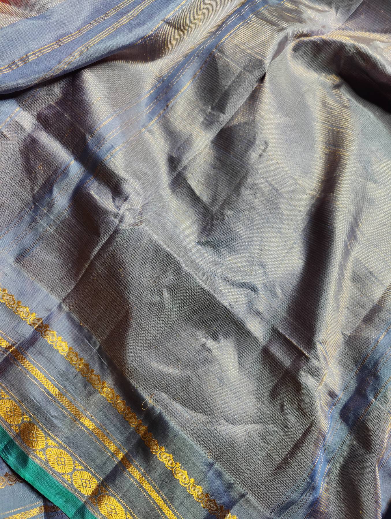ORANGE SILK PURE HANDLOOM GADWAL SAREE
