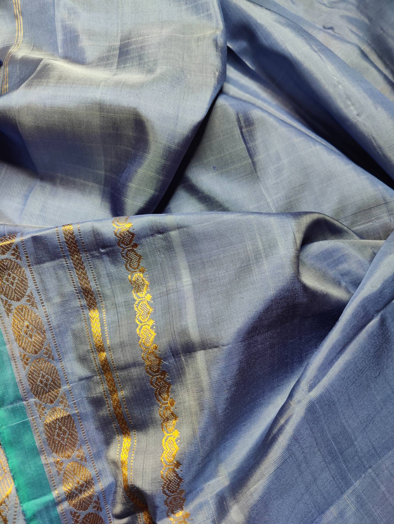 ORANGE SILK PURE HANDLOOM GADWAL SAREE