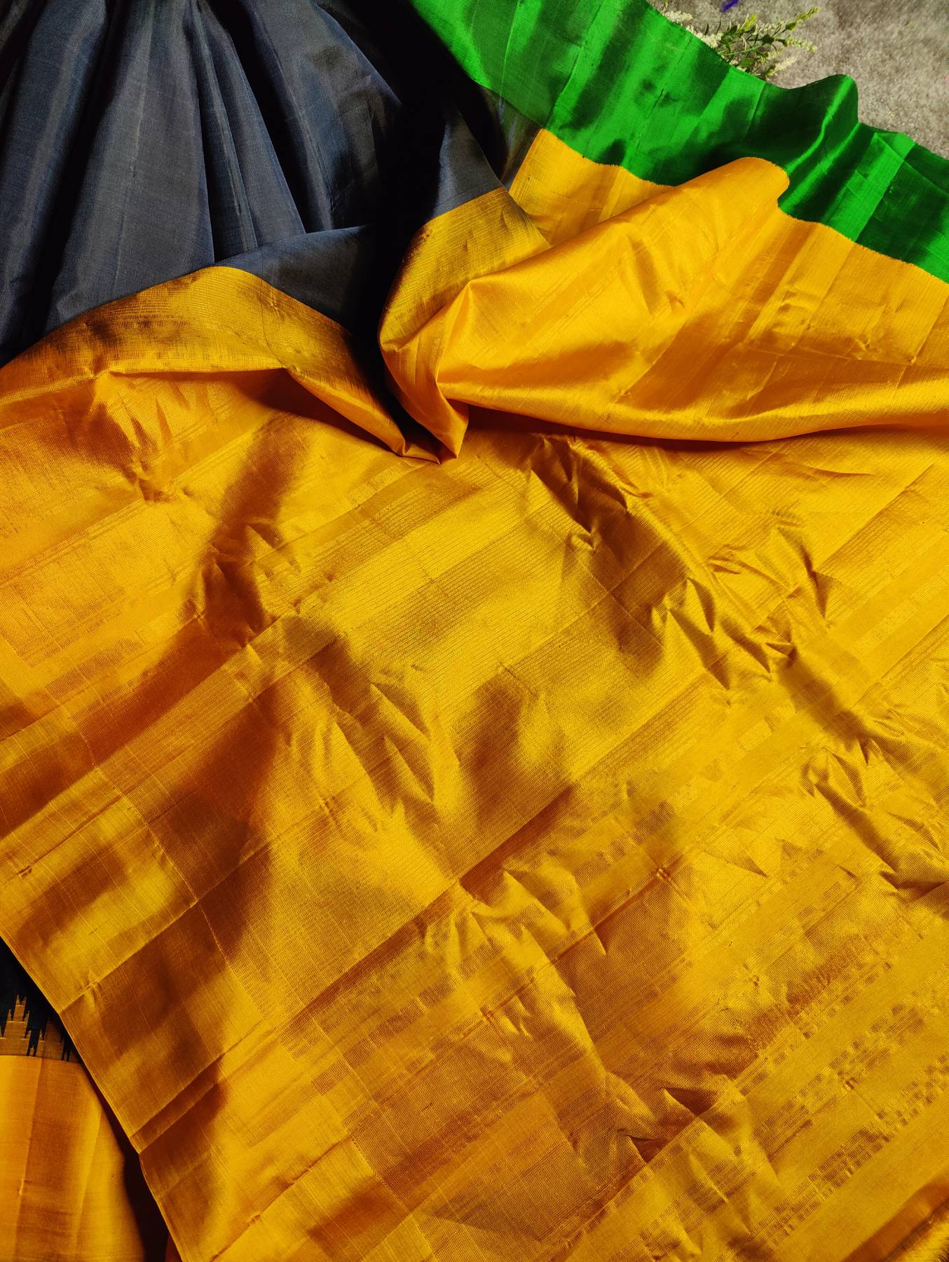 MIDNIGHT BLUE SILK PURE HANDLOOM GADWAL SAREE