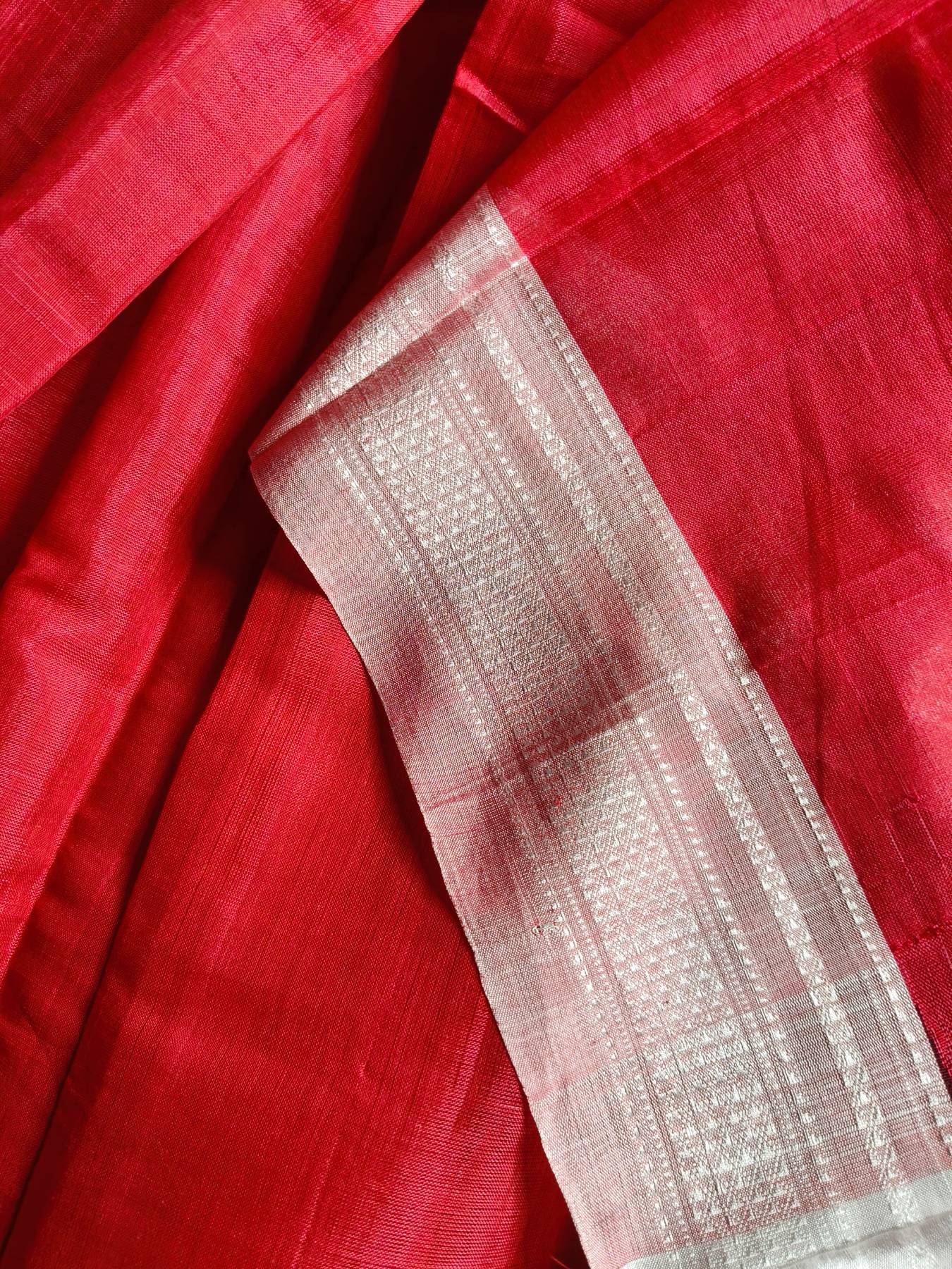 RED PINK SICO PURE HANDLOOM IRKAL SAREE