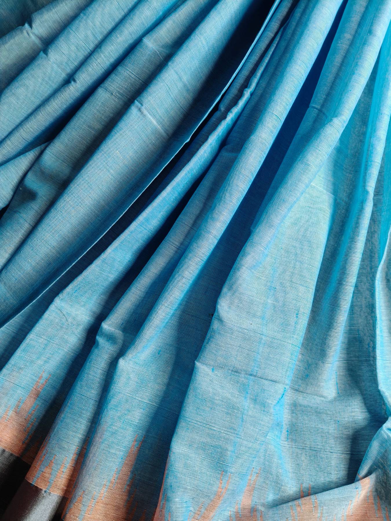 BLUE COTTON BY COTTON PURE HANDLOOM PONDRU KHADI SAREE