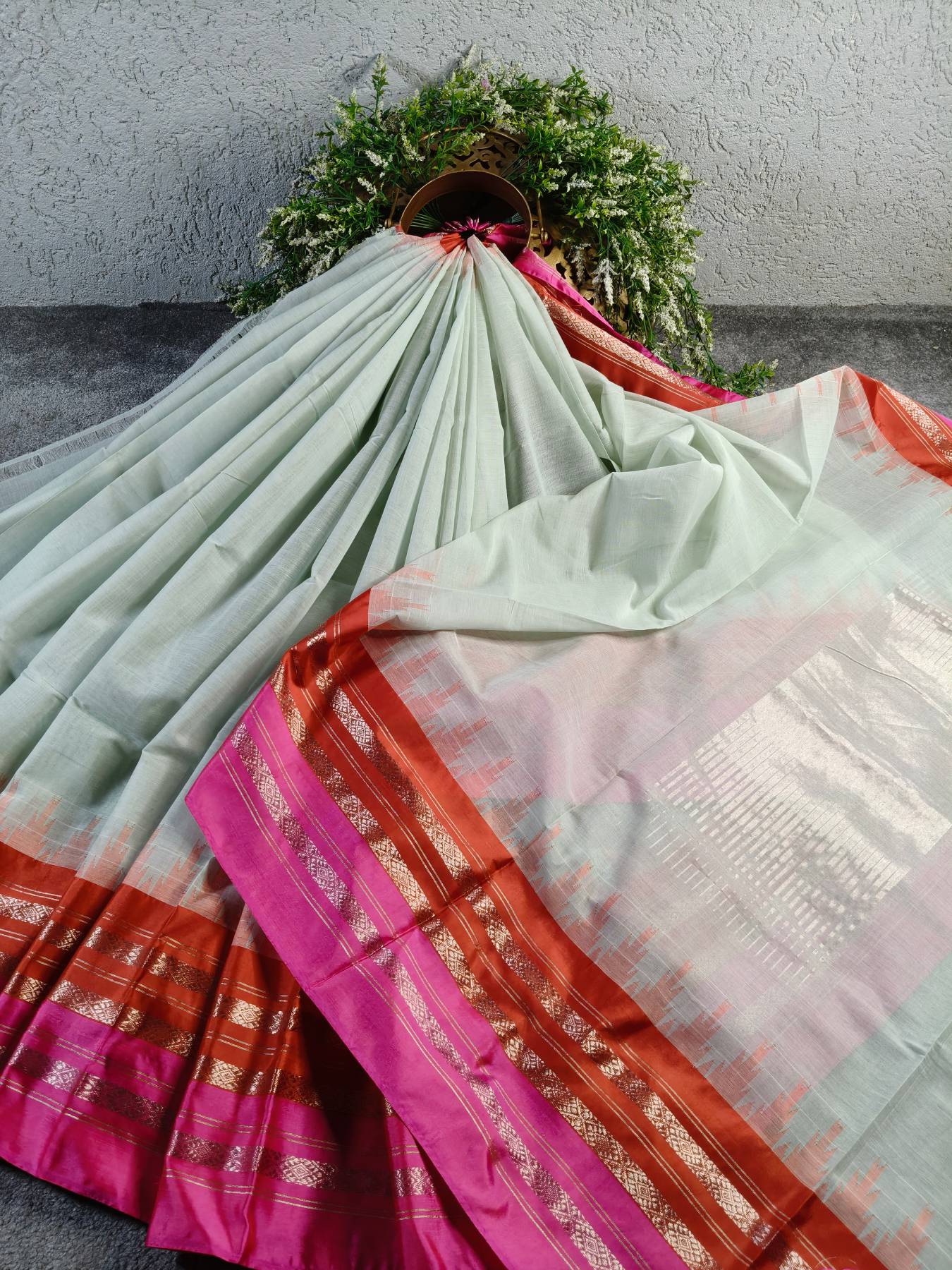 LIGHT PISTA COTTON BY COTTON PONDRU KHADI SAREE
