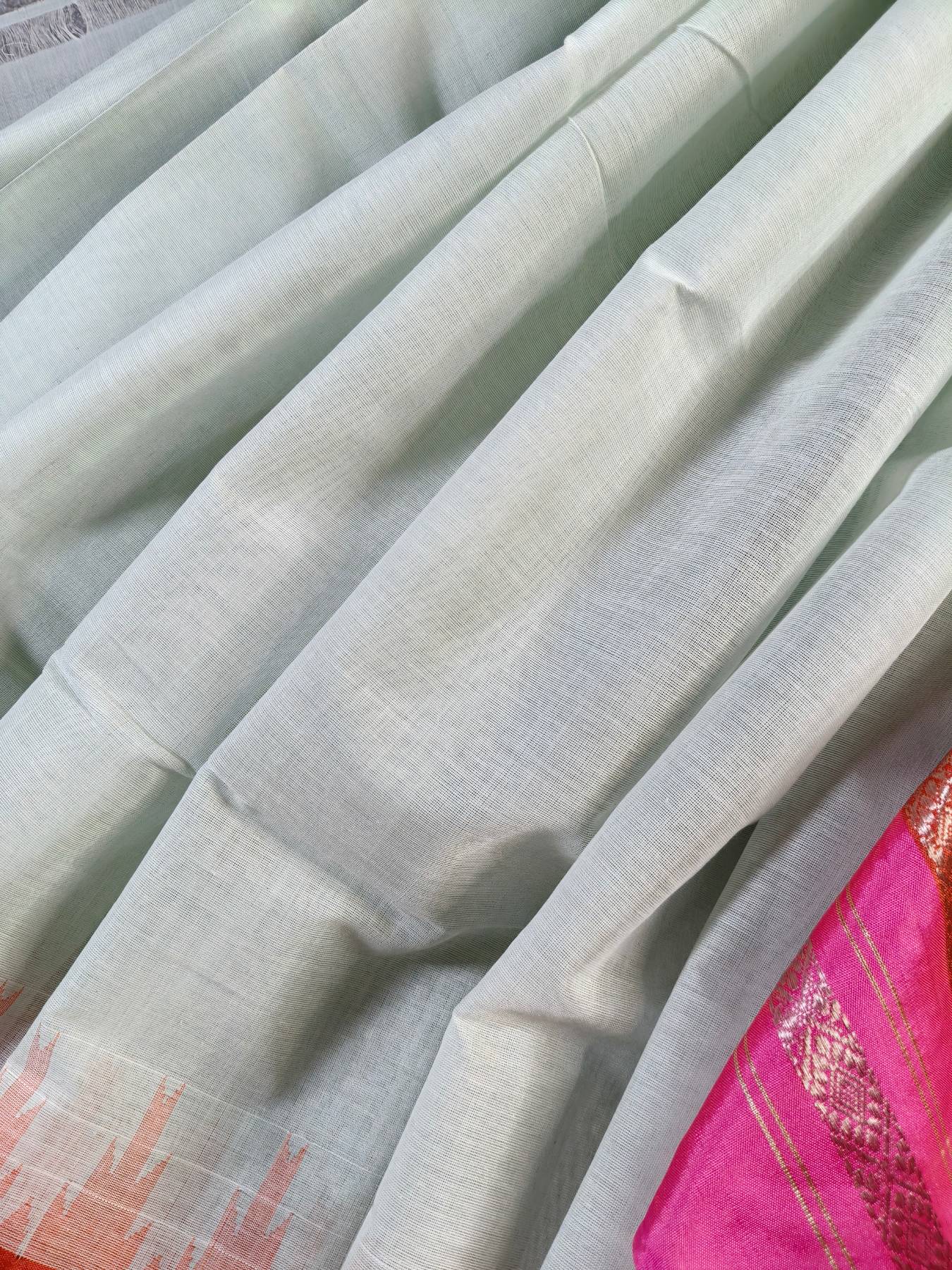 LIGHT PISTA COTTON BY COTTON PONDRU KHADI SAREE