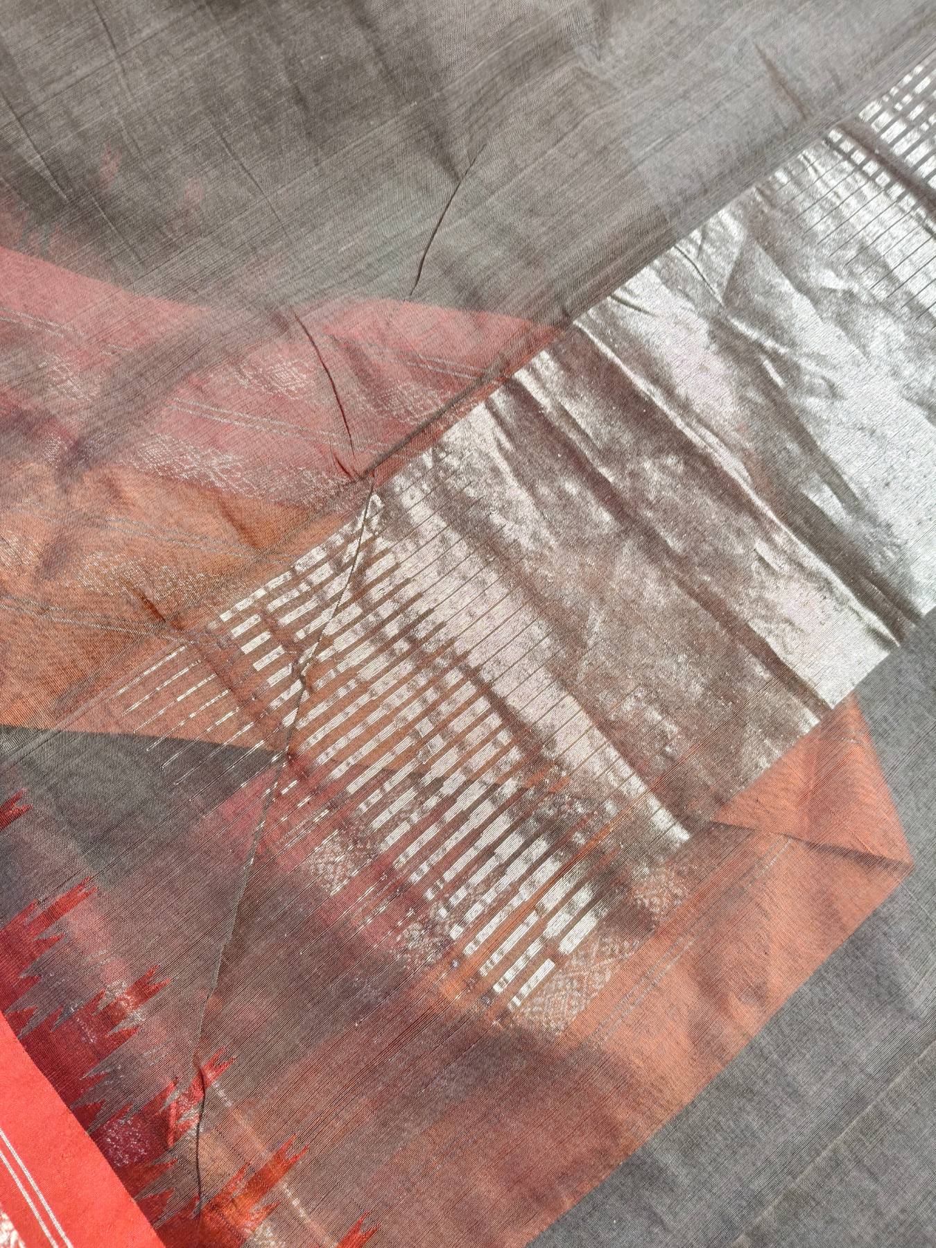 CHOCOLATE BROWN COTTON BY COTTON PONDRU KHADI SAREE