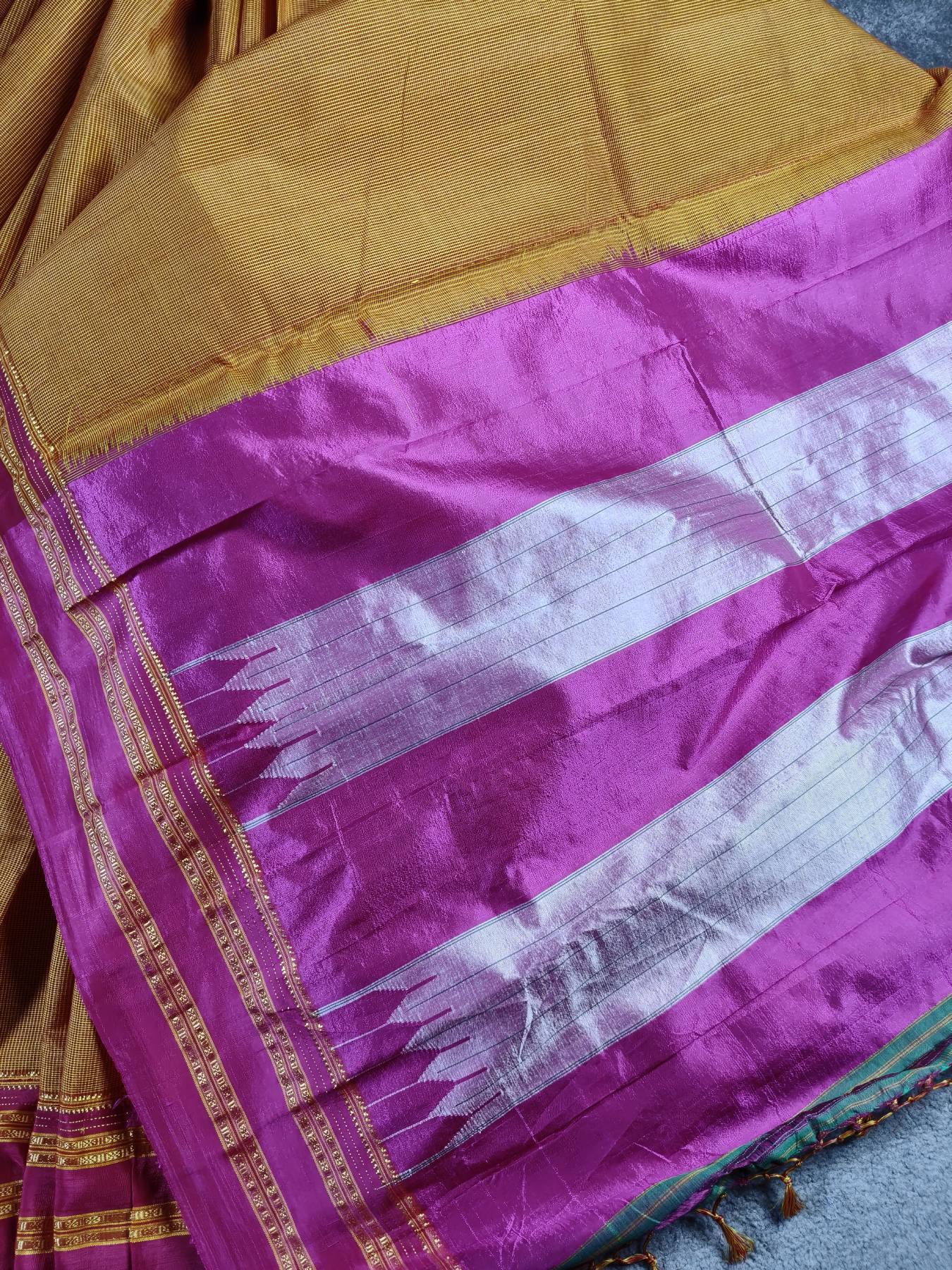 DARK MUSTARD SICO PURE HANDLOOM IRKAL SAREE