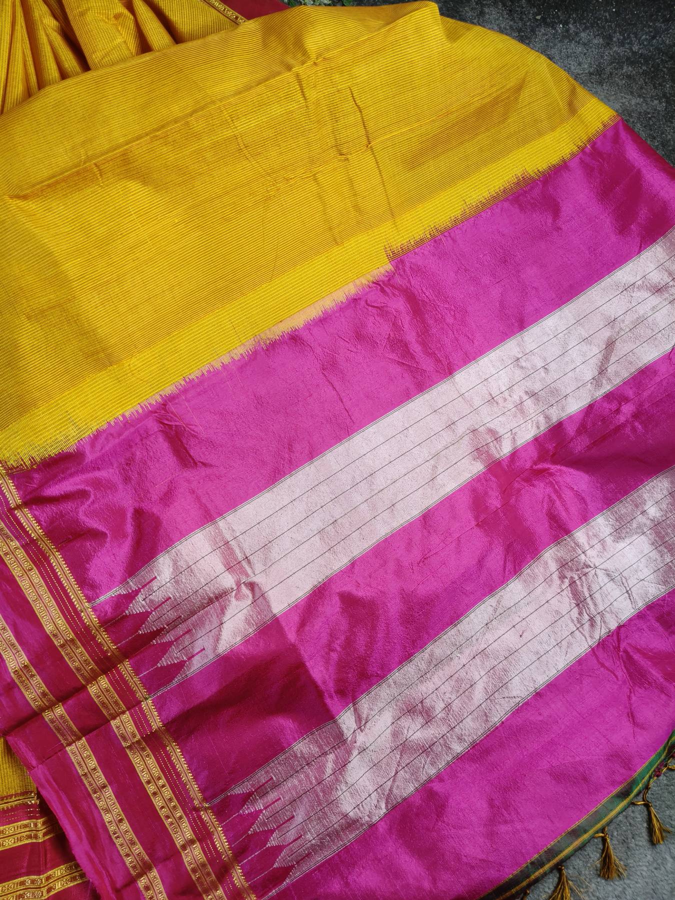 TURMERIC YELLOW SICO PURE HANDLOOM IRKAL SAREE