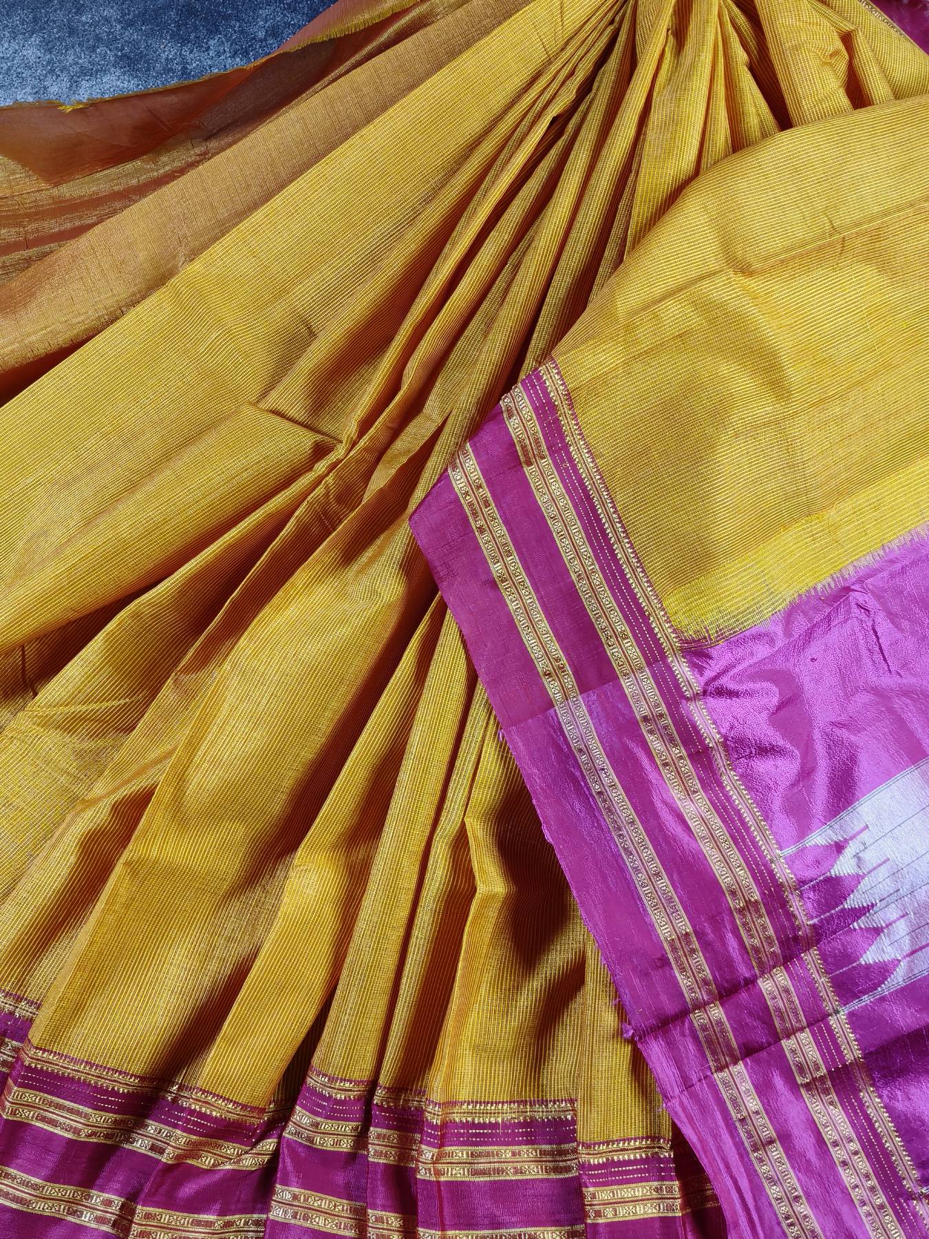 TURMERIC YELLOW SICO PURE HANDLOOM IRKAL SAREE
