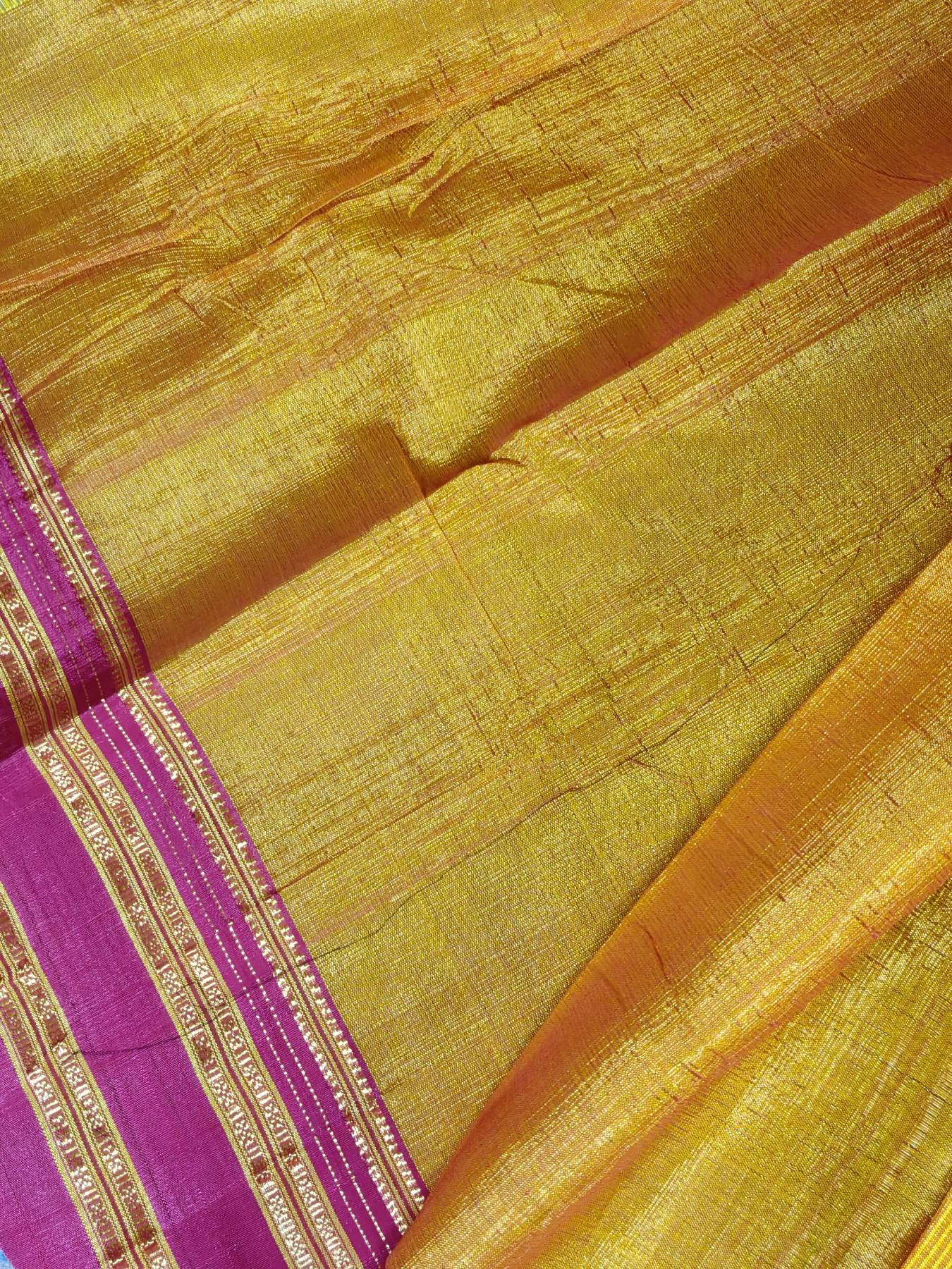 TURMERIC YELLOW SICO PURE HANDLOOM IRKAL SAREE