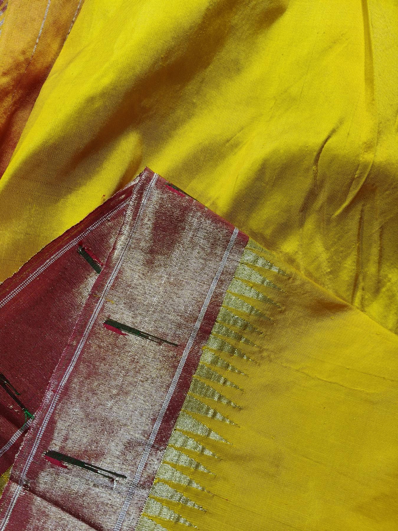 YELLOW SILK PURE HANDLOOM PAITHANI SAREE