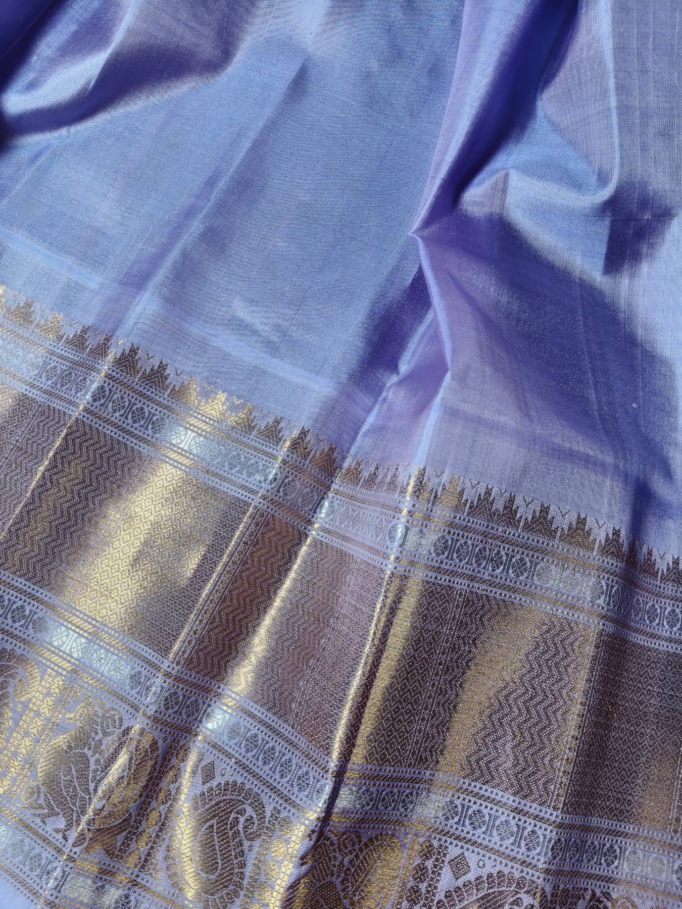 DARK PEACH AND WHITE SILK PURE HANDLOOM GADWAL SAREE