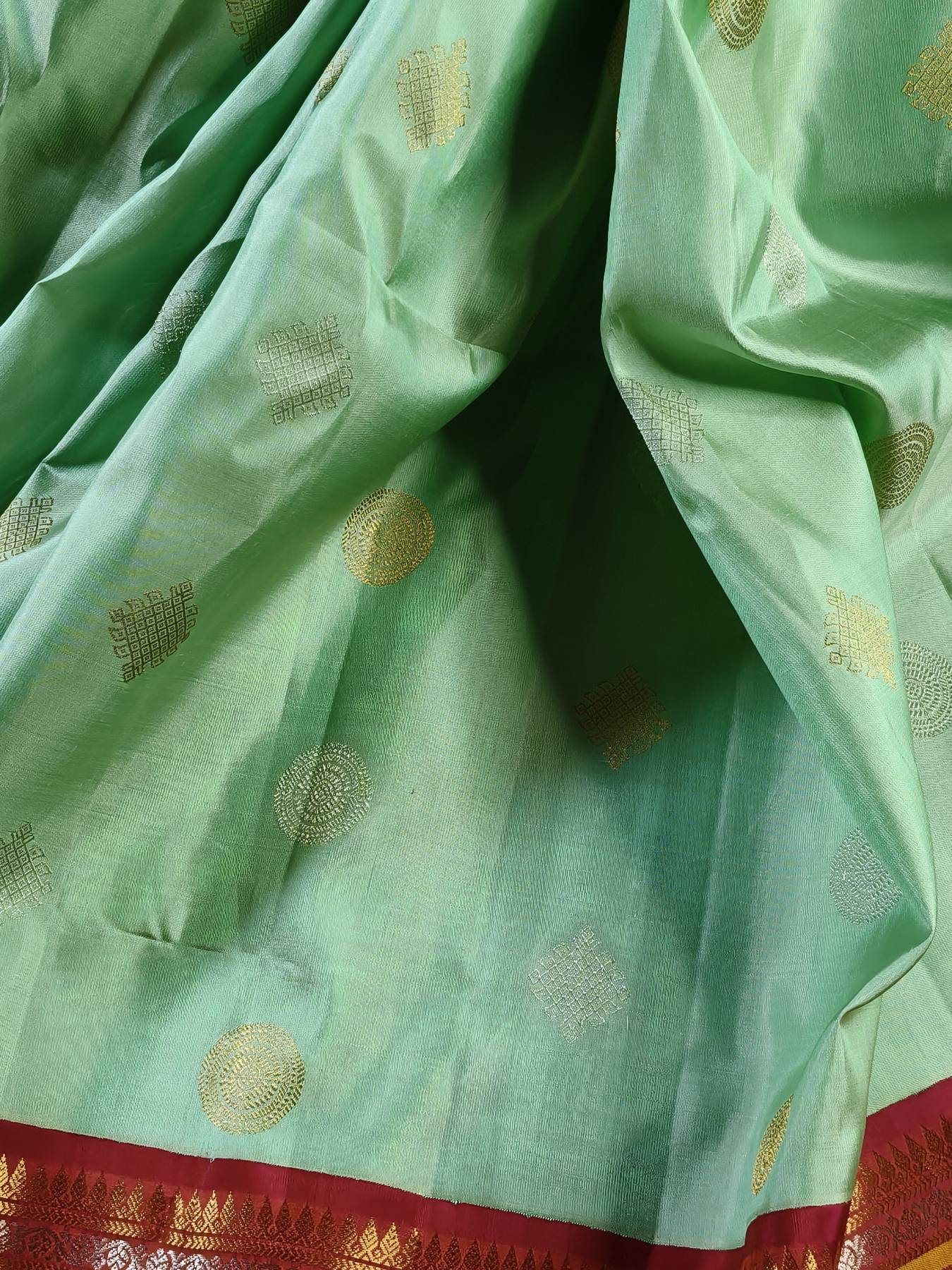 SEA GREEN SILK PURE HANDLOOM GADWAL SAREE