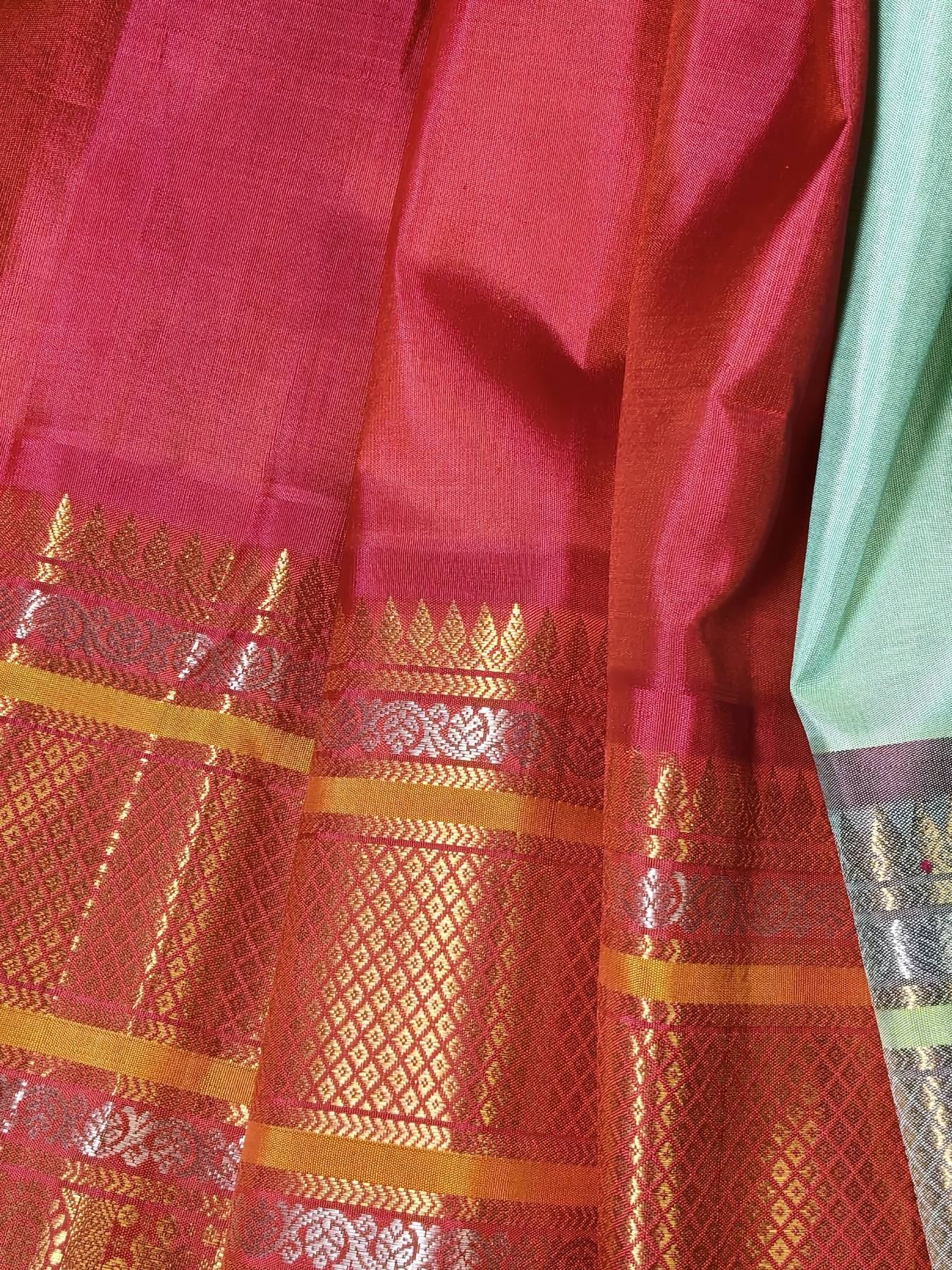 SEA GREEN SILK PURE HANDLOOM GADWAL SAREE