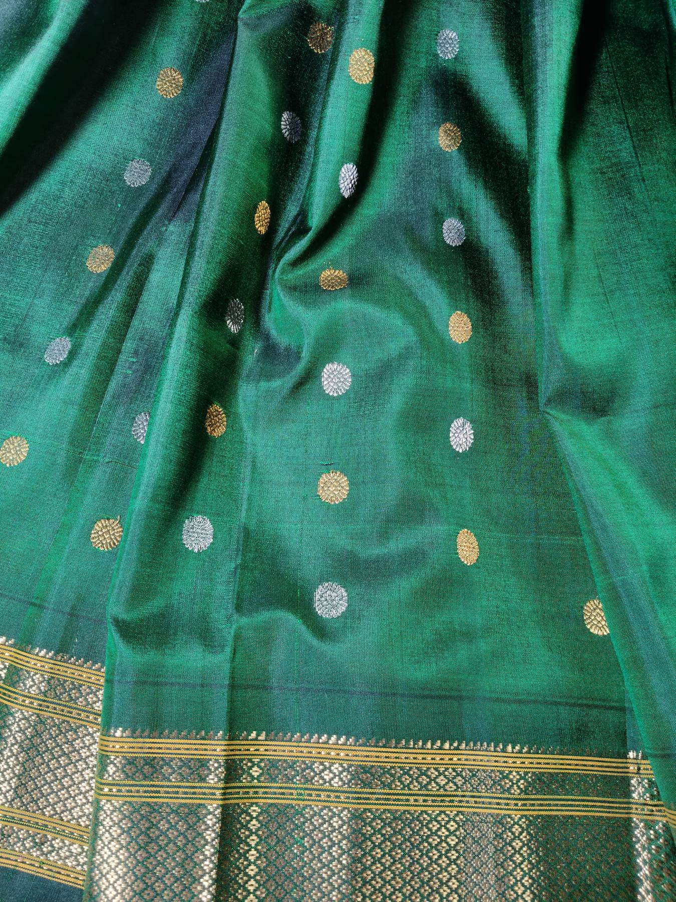 BOTTLE GREEN SILK PURE HANDLOOM PAITHANI SAREE