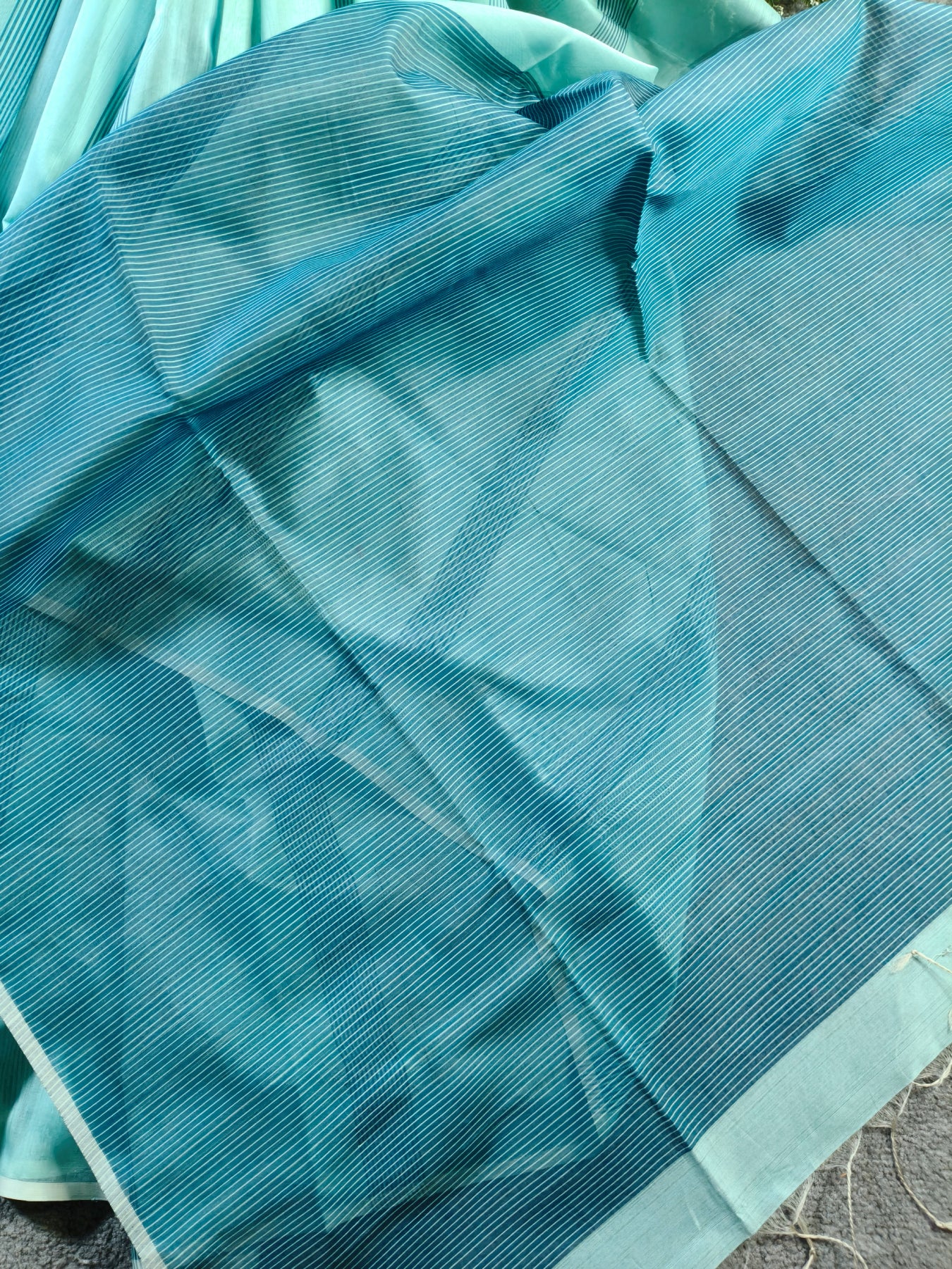 Ice Blue Sico Pure Handloom Maheshwari Saree