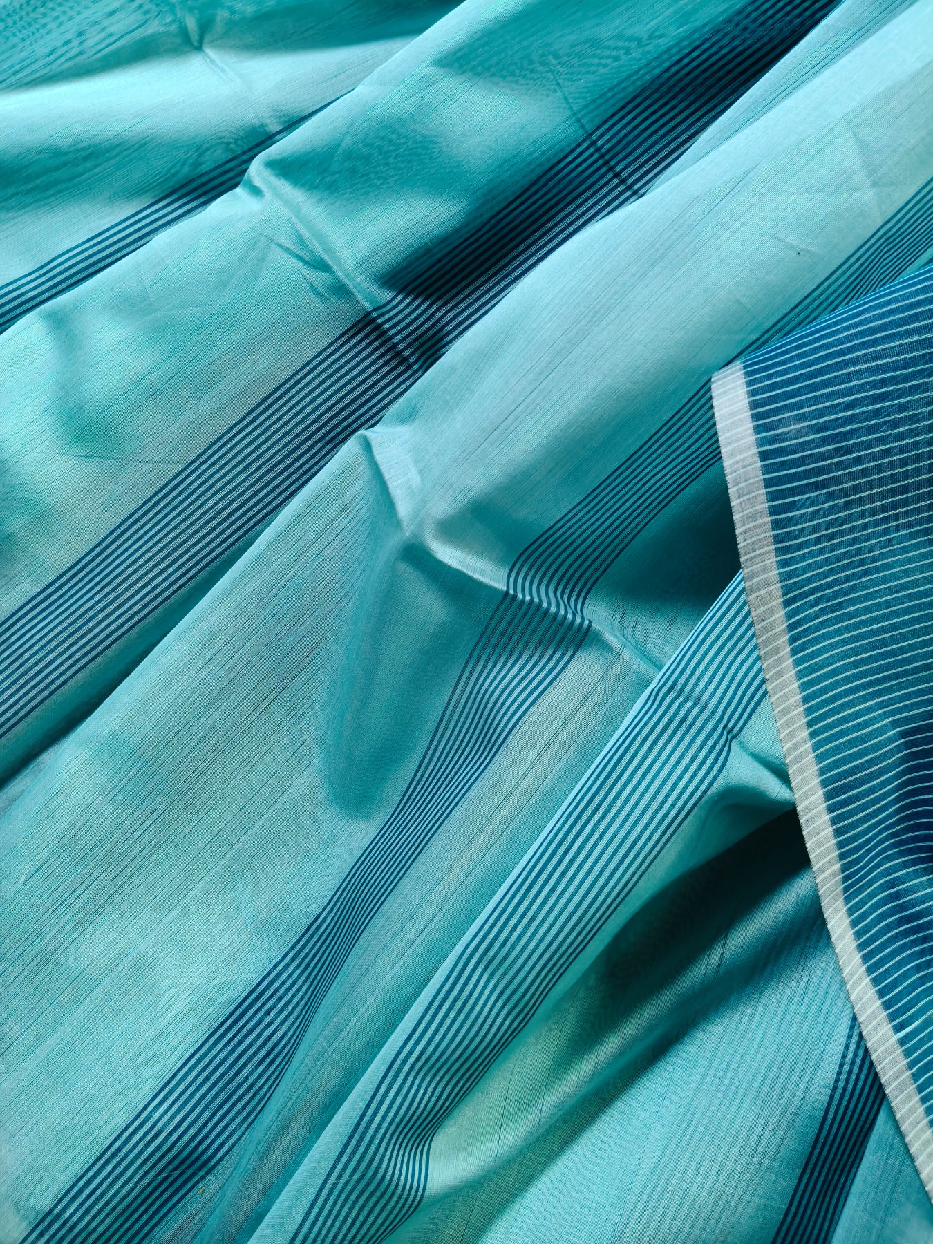 Ice Blue Sico Pure Handloom Maheshwari Saree