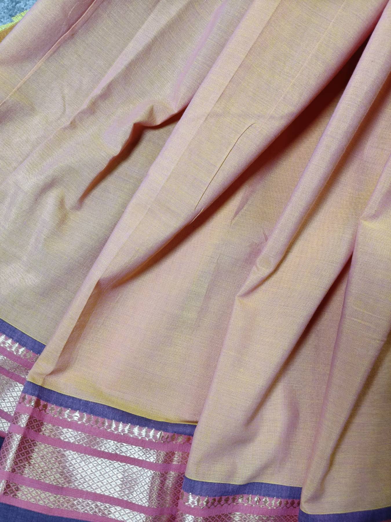PEACH COTTON PURE HANDLOOM PAITHANI SAREE