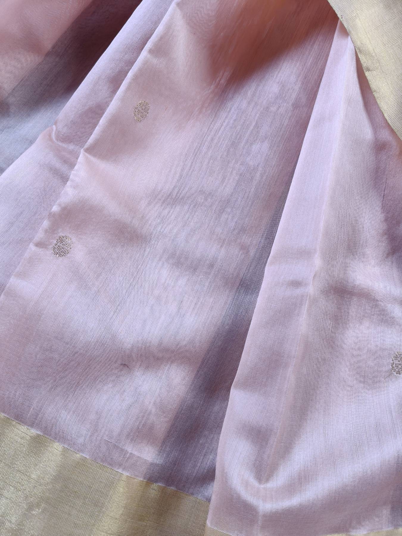 PEACH SICO PURE HANDLOOM CHANDERI SAREE